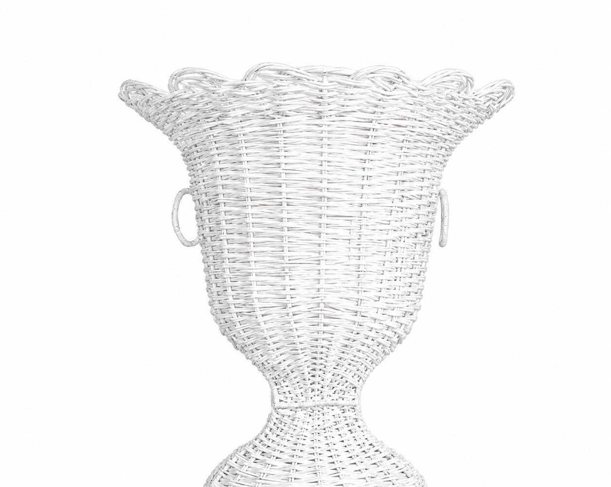 White Square Scalloped Wicker Urn and Pedestal (2 Options)