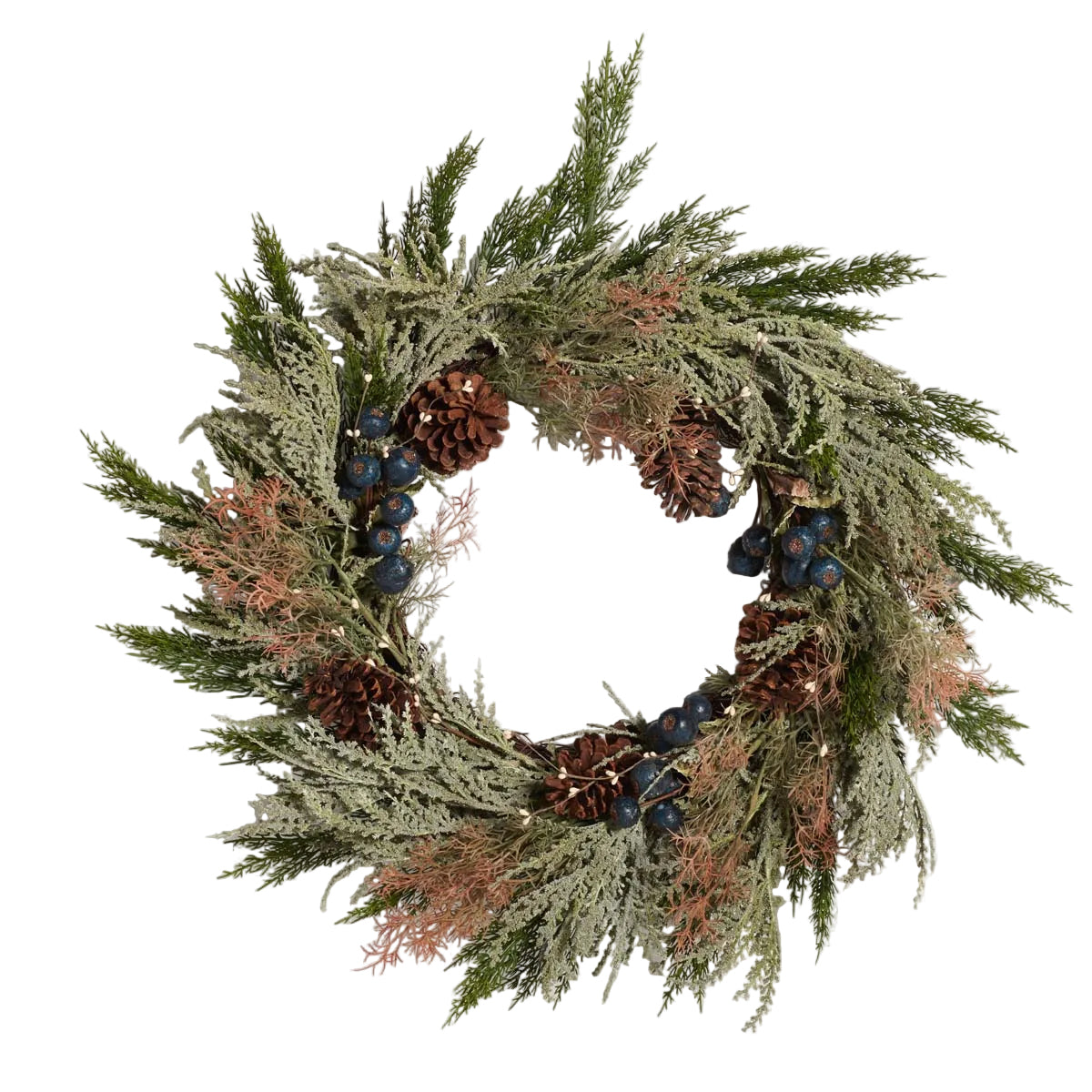 Faux 24 Pine Wreath | Safavieh - FXP1094 - Green / Blue