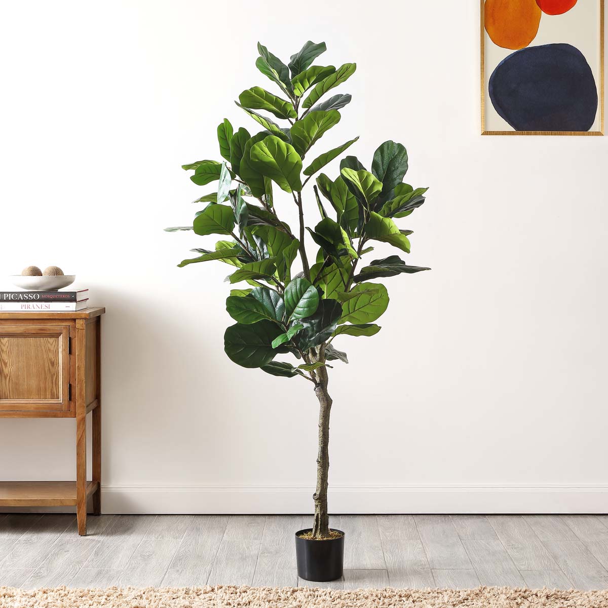 Safavieh Faux Multi Branch Fiddle Leaf Fig 72 Potted Tree , FXP2003 - Green