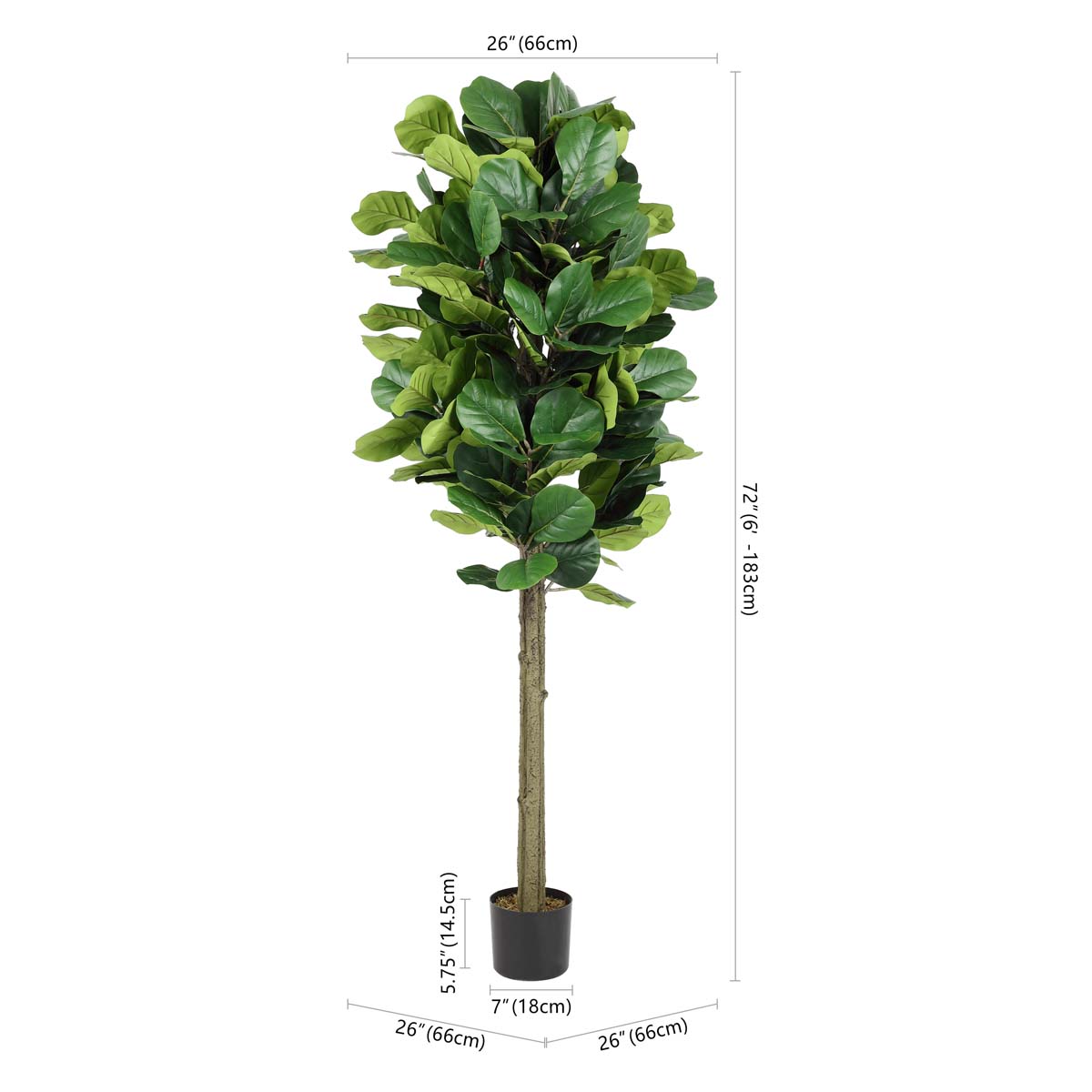 Safavieh Faux Fiddle Leaf Fig 72 Potted Tree , FXP2004 - Green