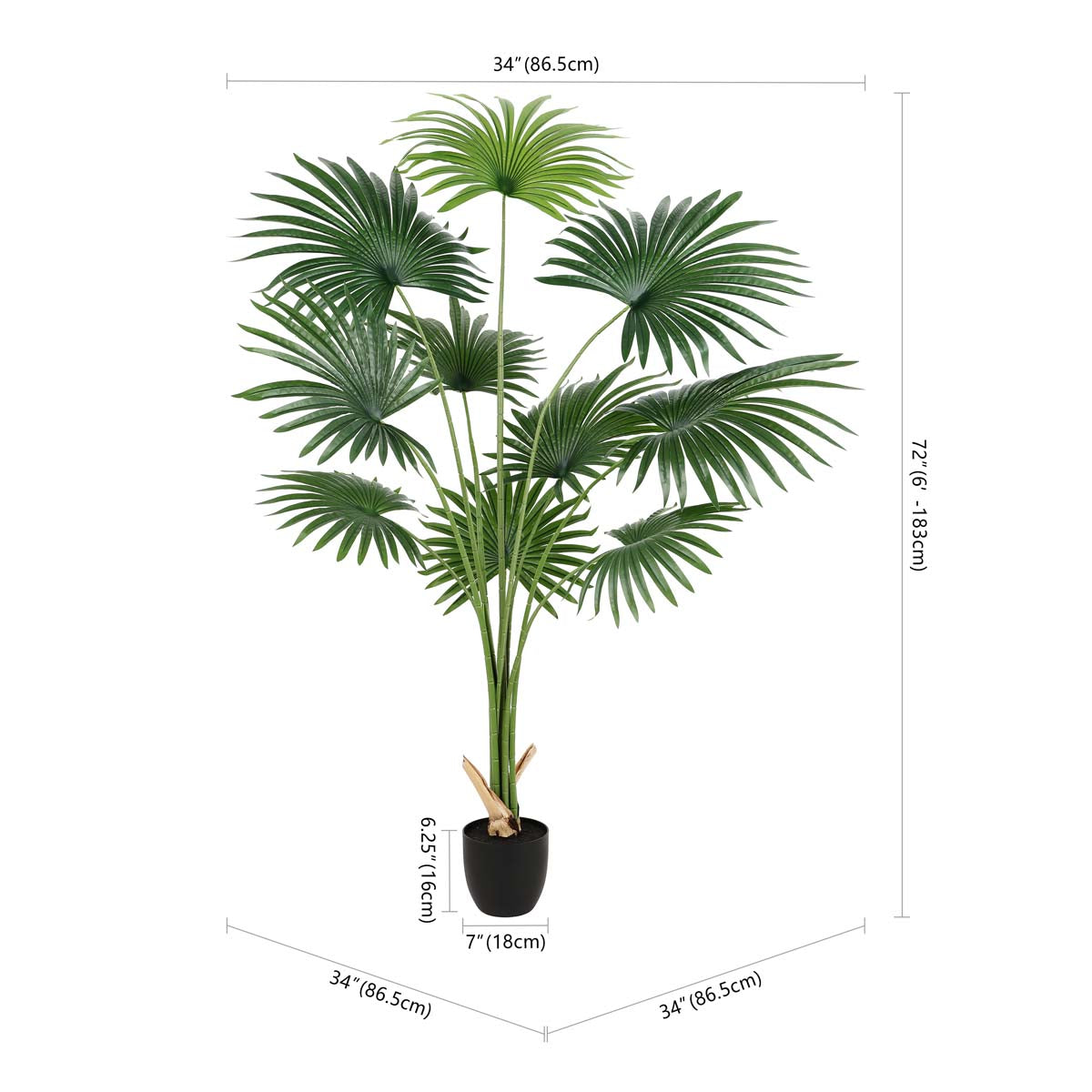 Safavieh Faux Palm 72Potted Tree , FXP2005 - Green