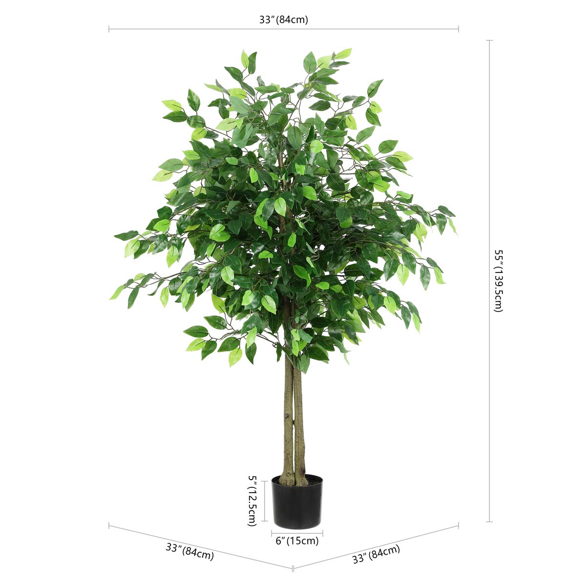 Safavieh Faux Bush Ficus 55 Potted Tree , FXP2014 - Green