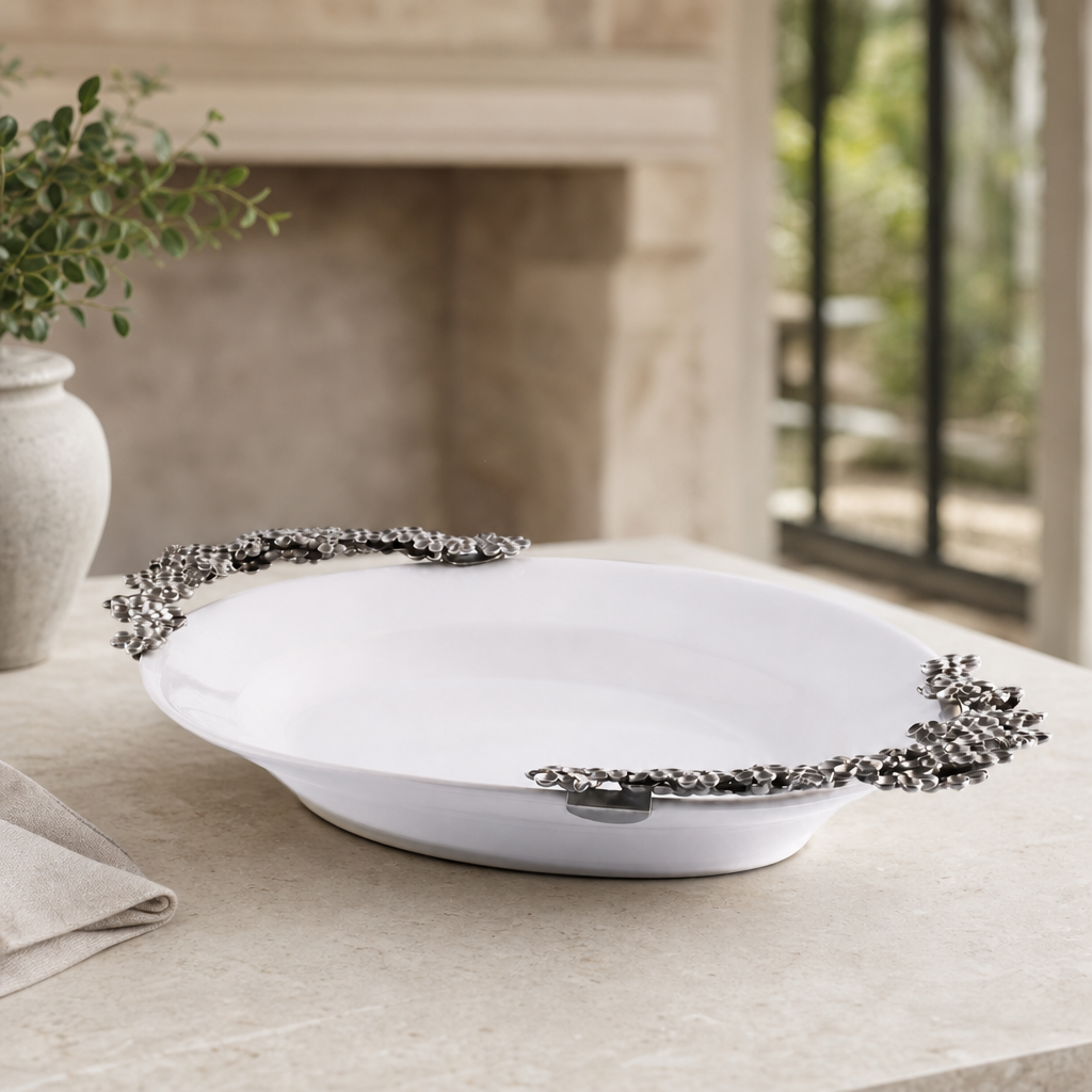 Lilacs Stoneware Serving Tray