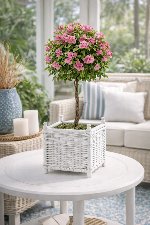 Square White Wicker Box Planter (5 Sizes)