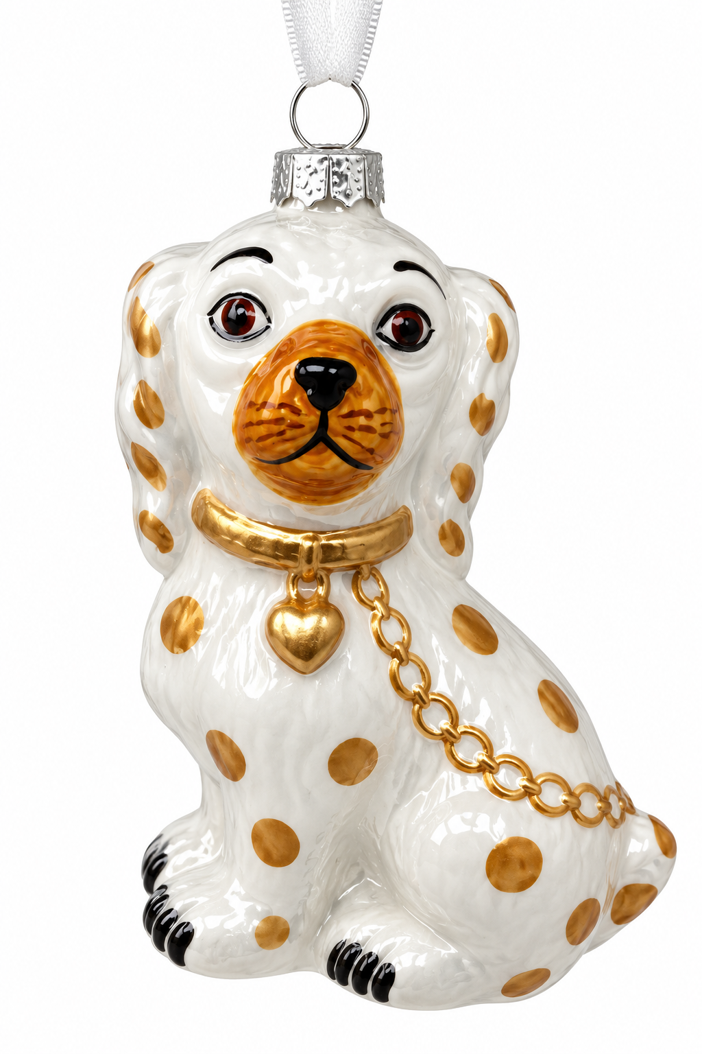 GOLD & WHITE STAFFORDSHIRE ORNAMENT