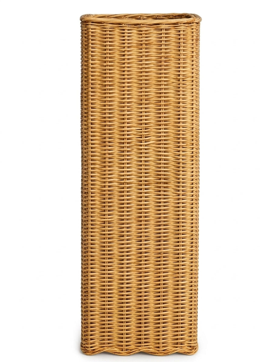 Square Scalloped Wicker Urn and Pedestal (2 Options)