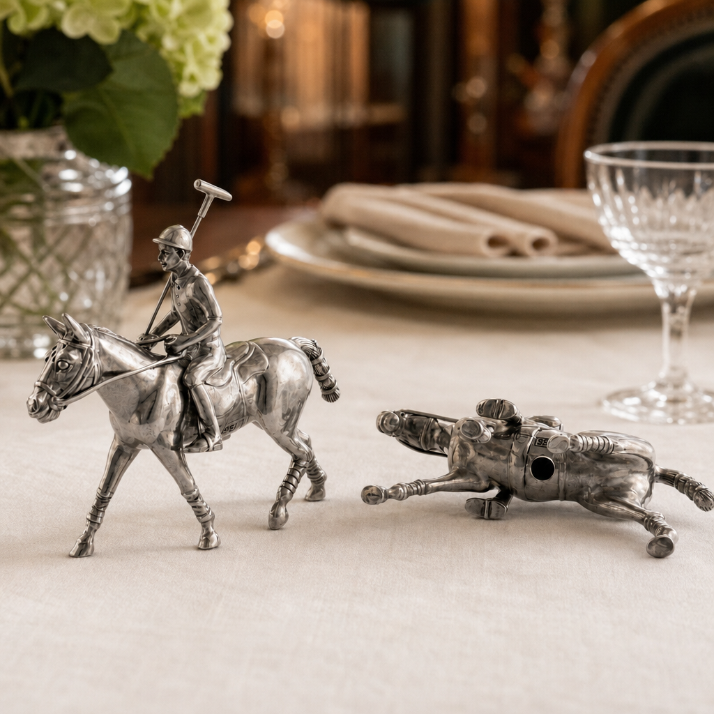 Pewter Polo Player Salt & Pepper Set