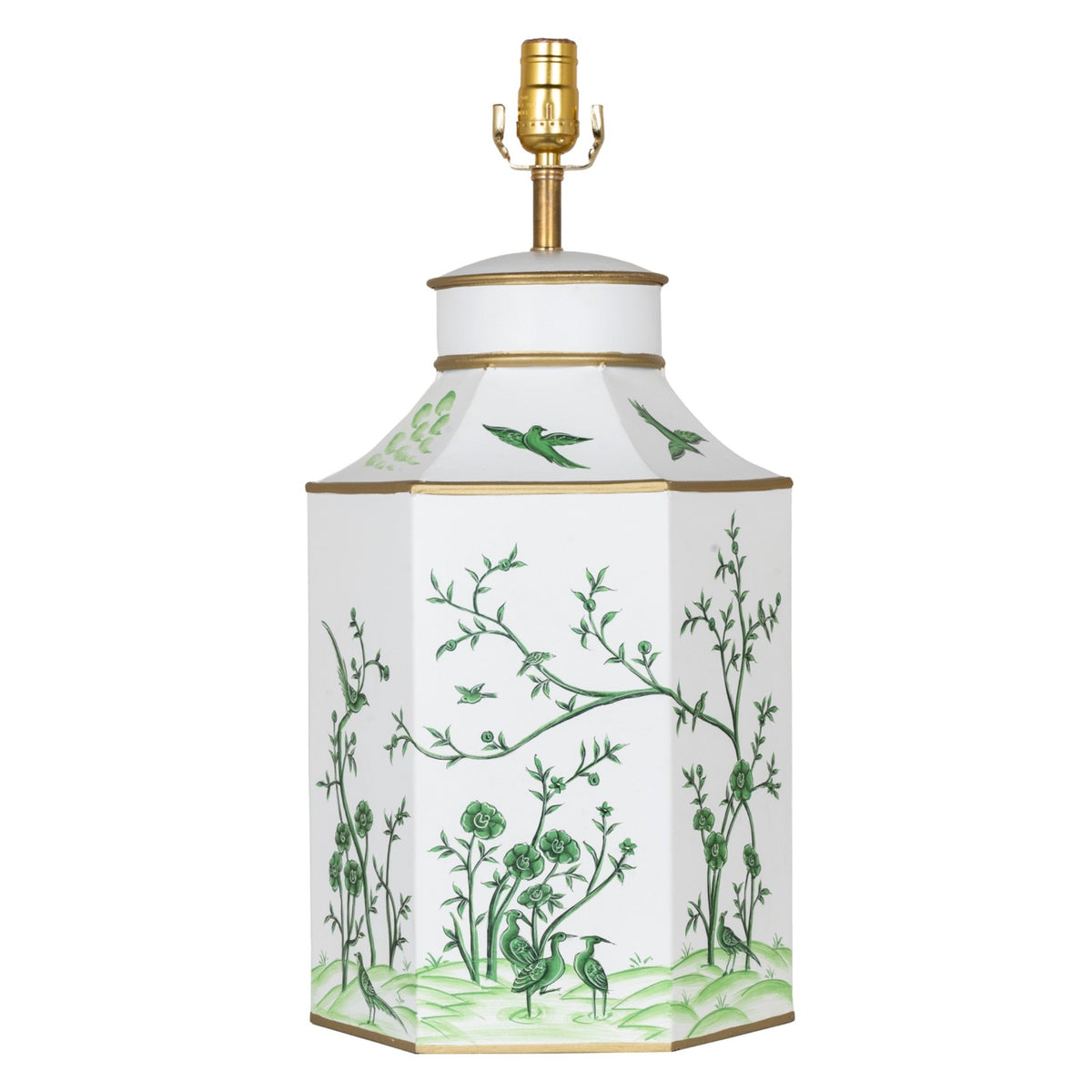 Ivory & Green Hexagon Lamp