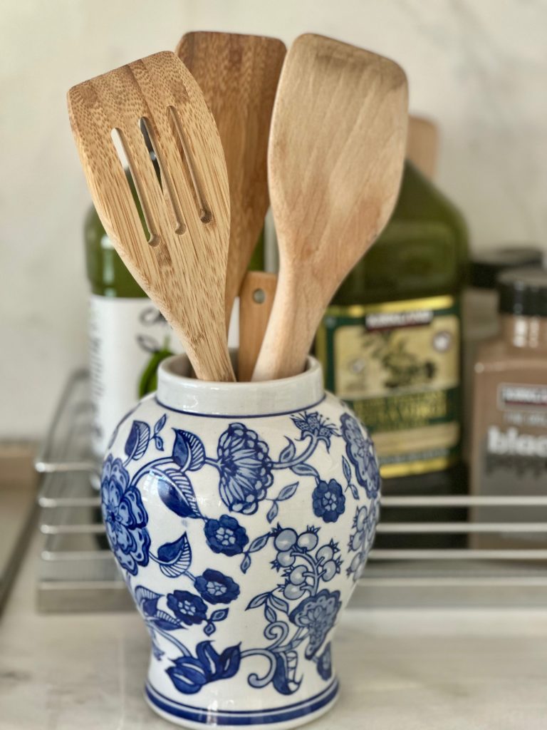 Set of 3 Blue & White Flower Food Safe Jars