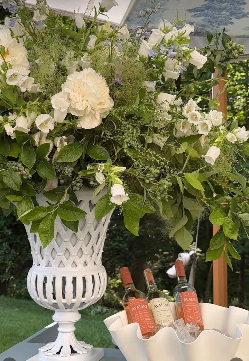 Ivory Lattice 16" Urn in Cast Aluminum
