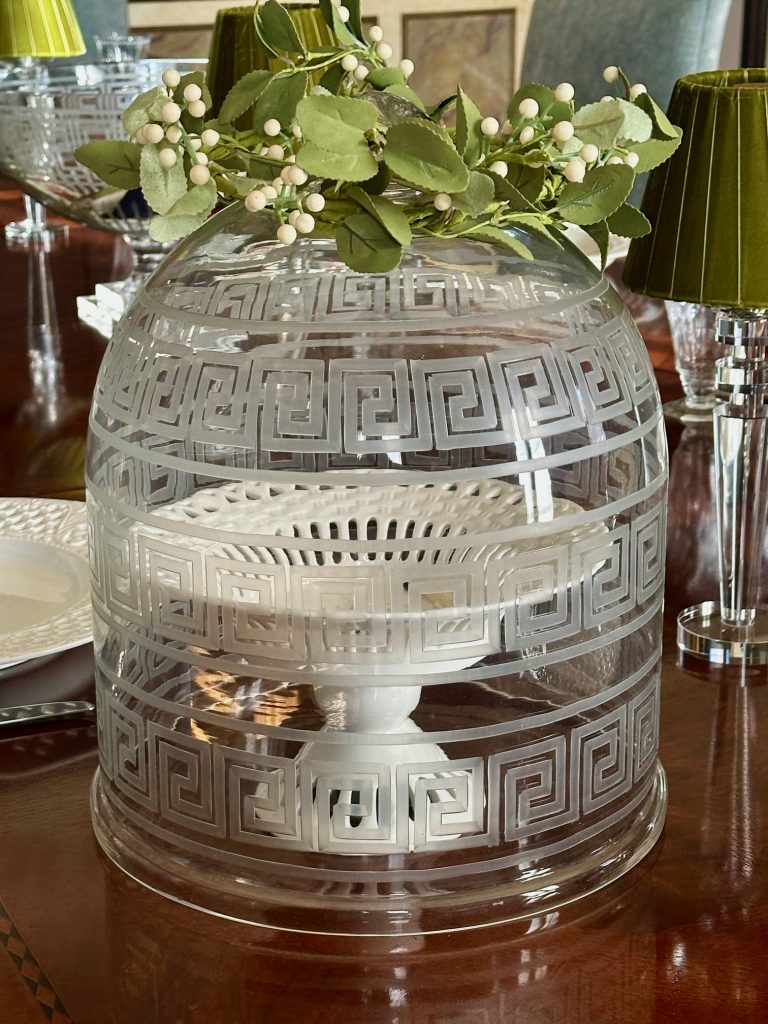 Greek Key Etched Glass Dome