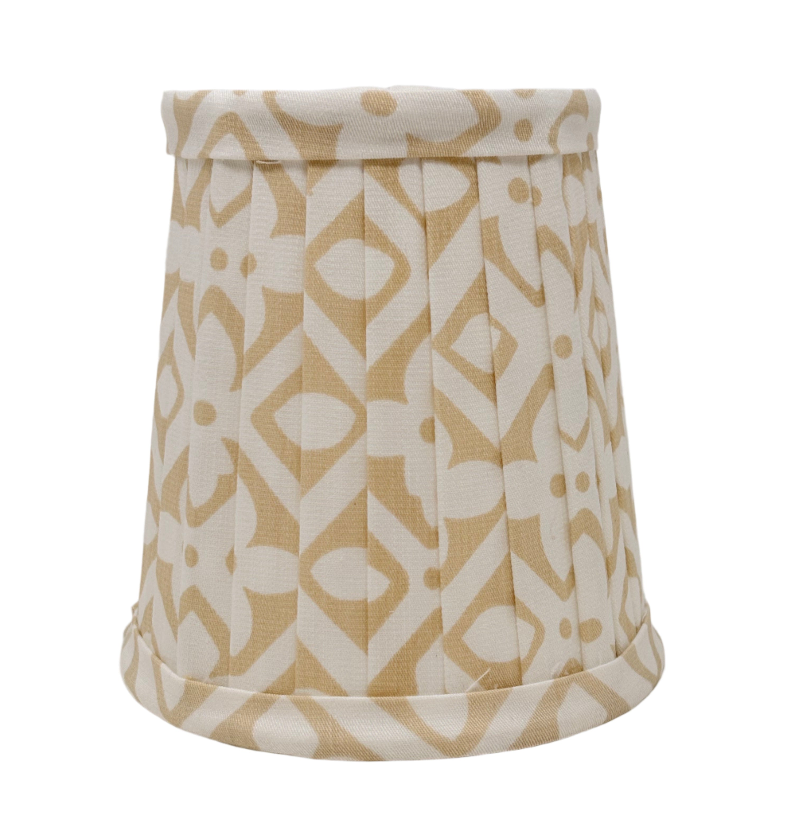 Tan & White Floral Round Pleated Sconce Shade