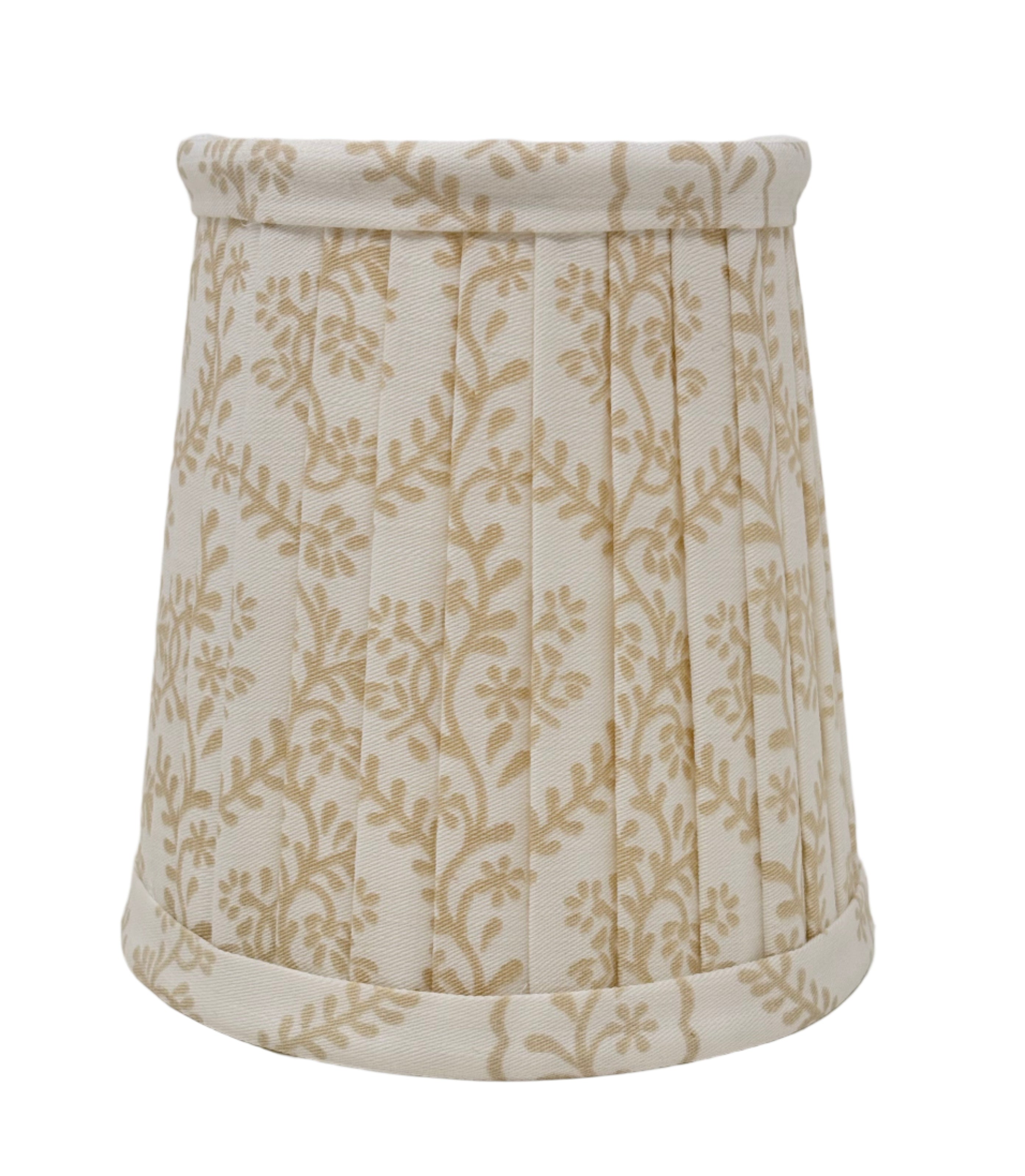 Tan & White Trellis Pleated Round Sconce Shade