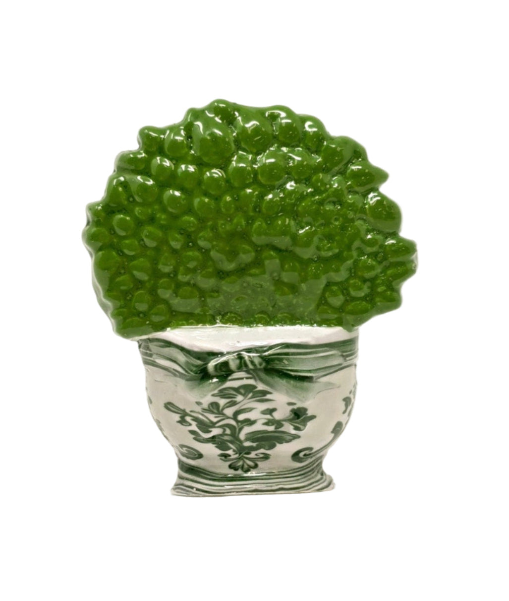 Green Topiary & Bow Set of 4 Napkin Ring