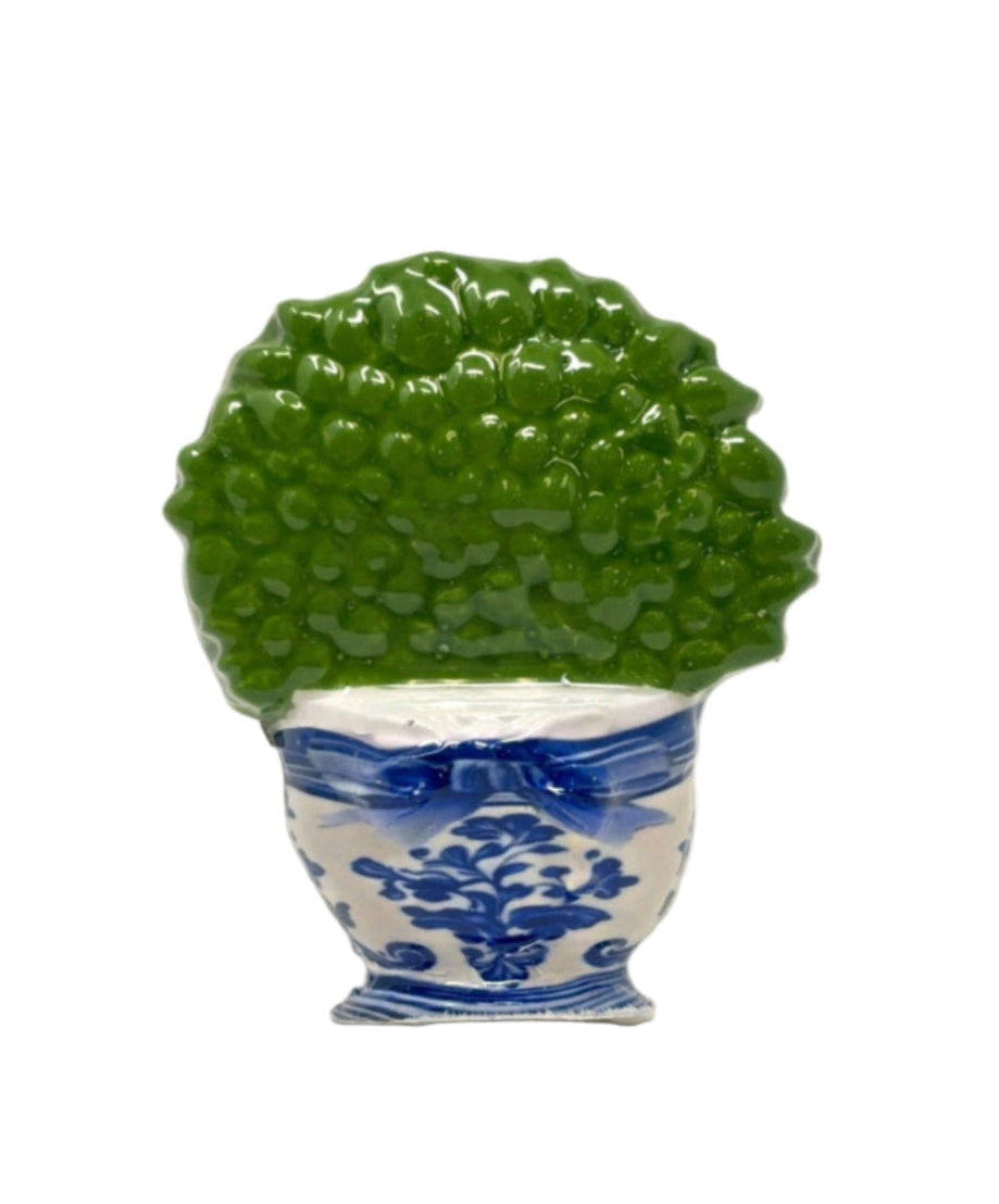 Blue Topiary & Bow Set of 4 Napkin Ring