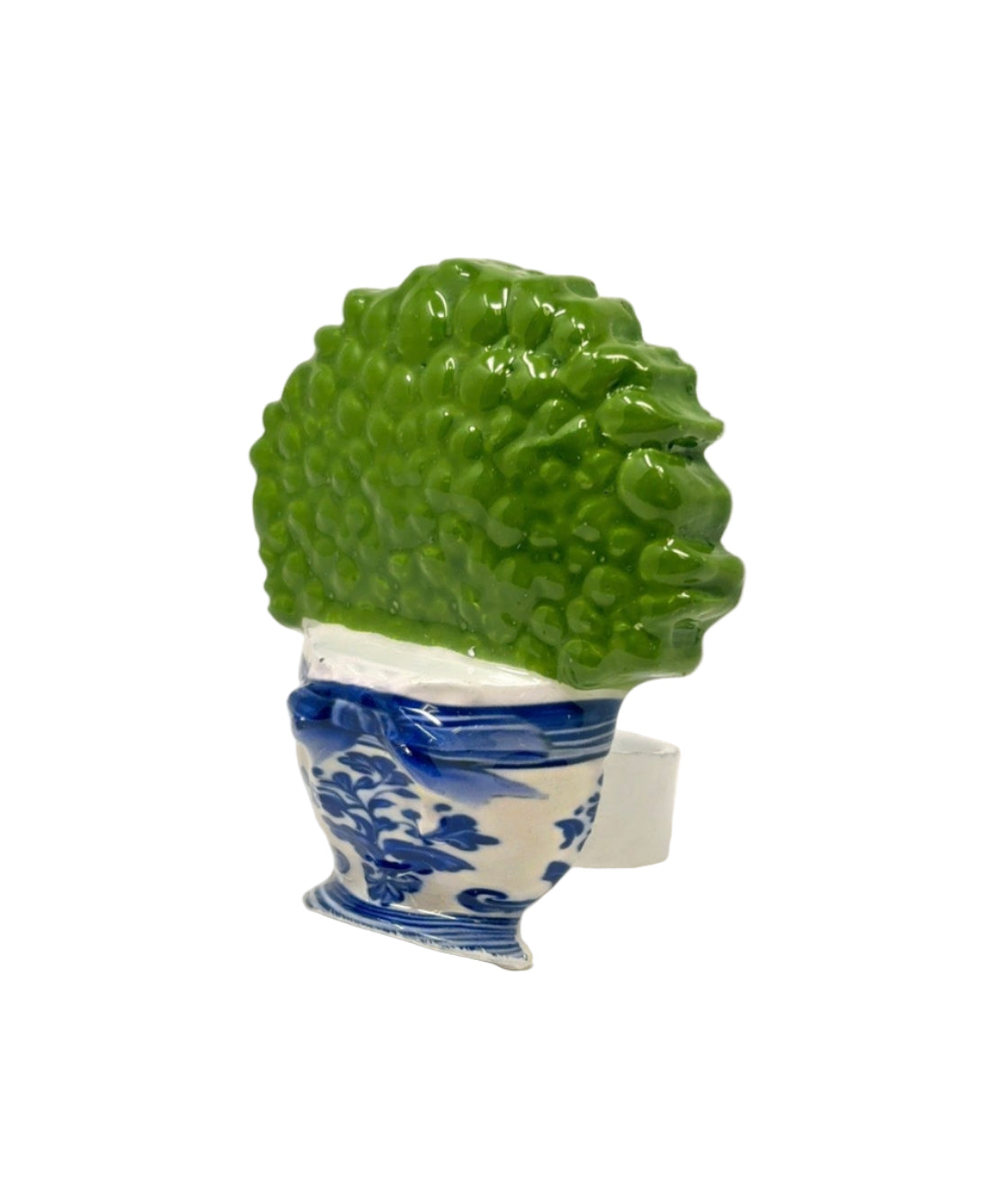 Blue Topiary & Bow Set of 4 Napkin Ring