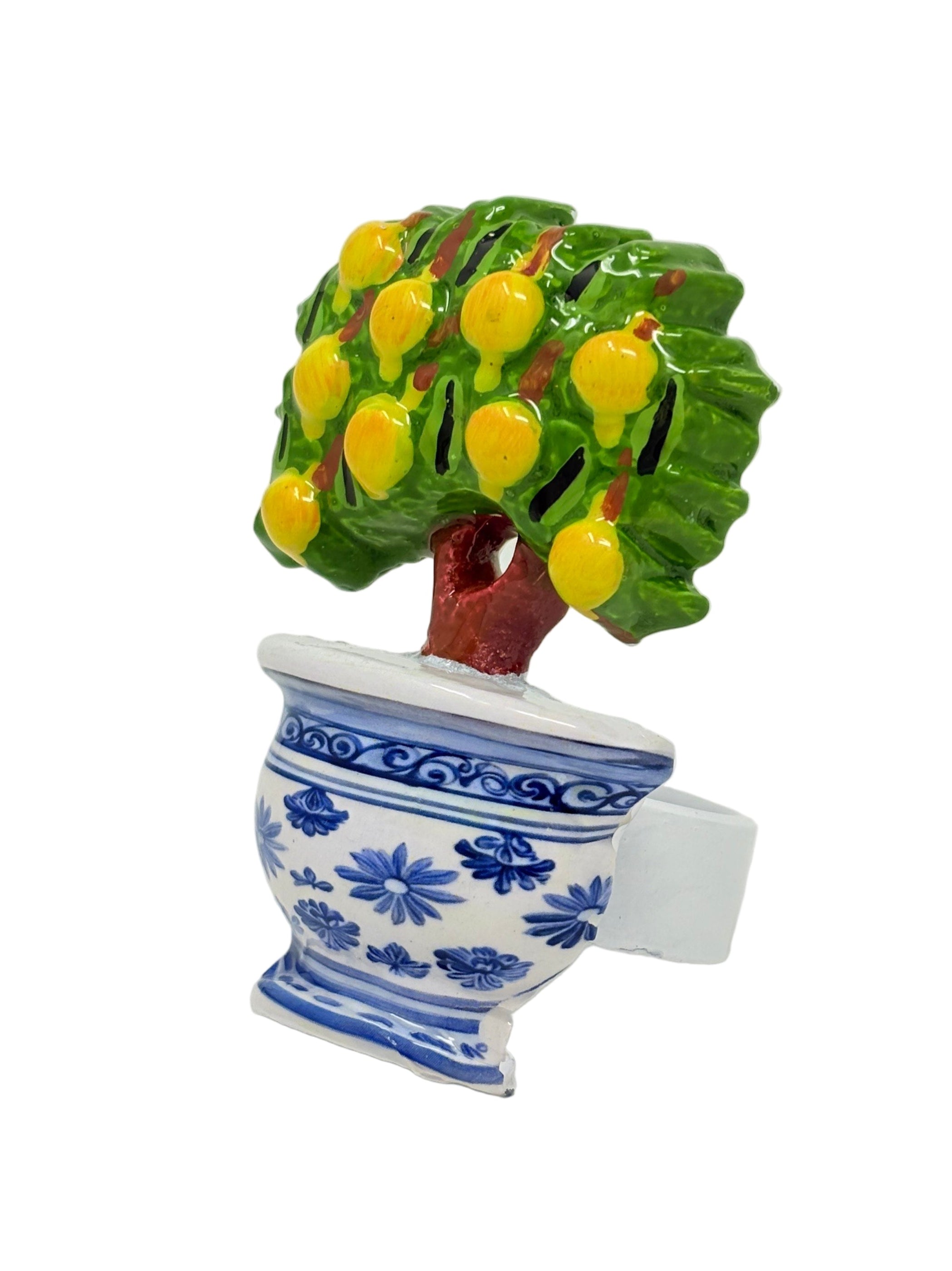 Blue Cachepot Lemon Topiary Set of 4 Napkin Ring