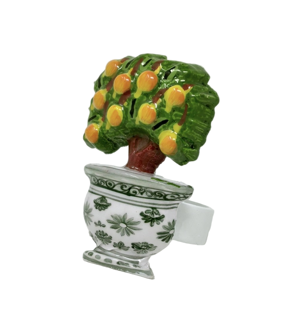 Green Cachepot Lemon Topiary Set of 4 Napkin Ring