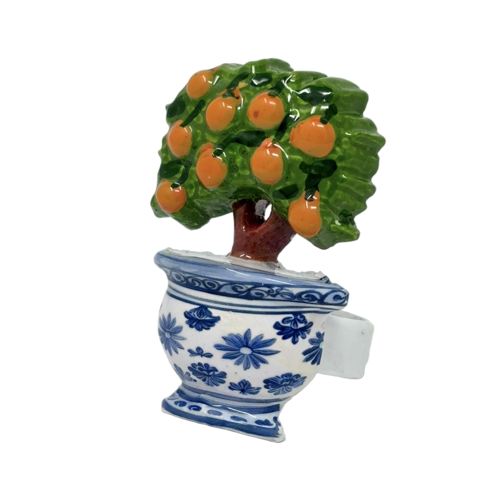 Blue Cachepot Orange Topiary Set of 4 Napkin Ring