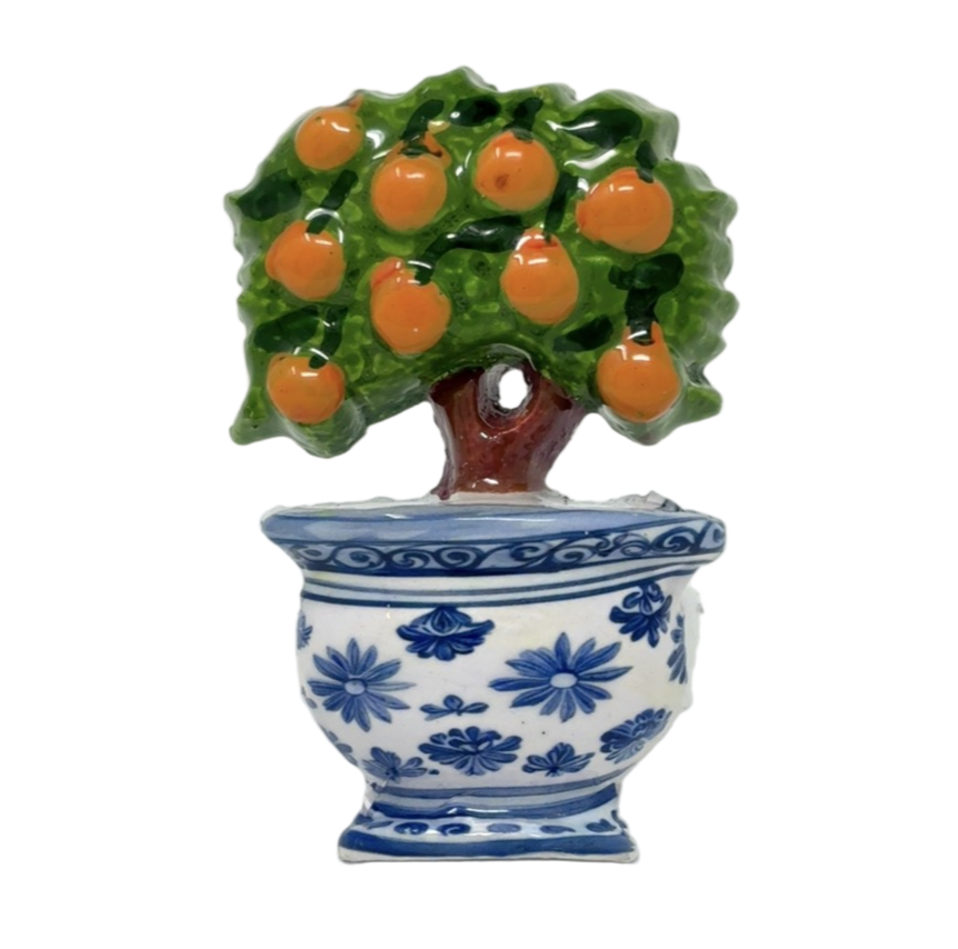 Blue Cachepot Orange Topiary Set of 4 Napkin Ring