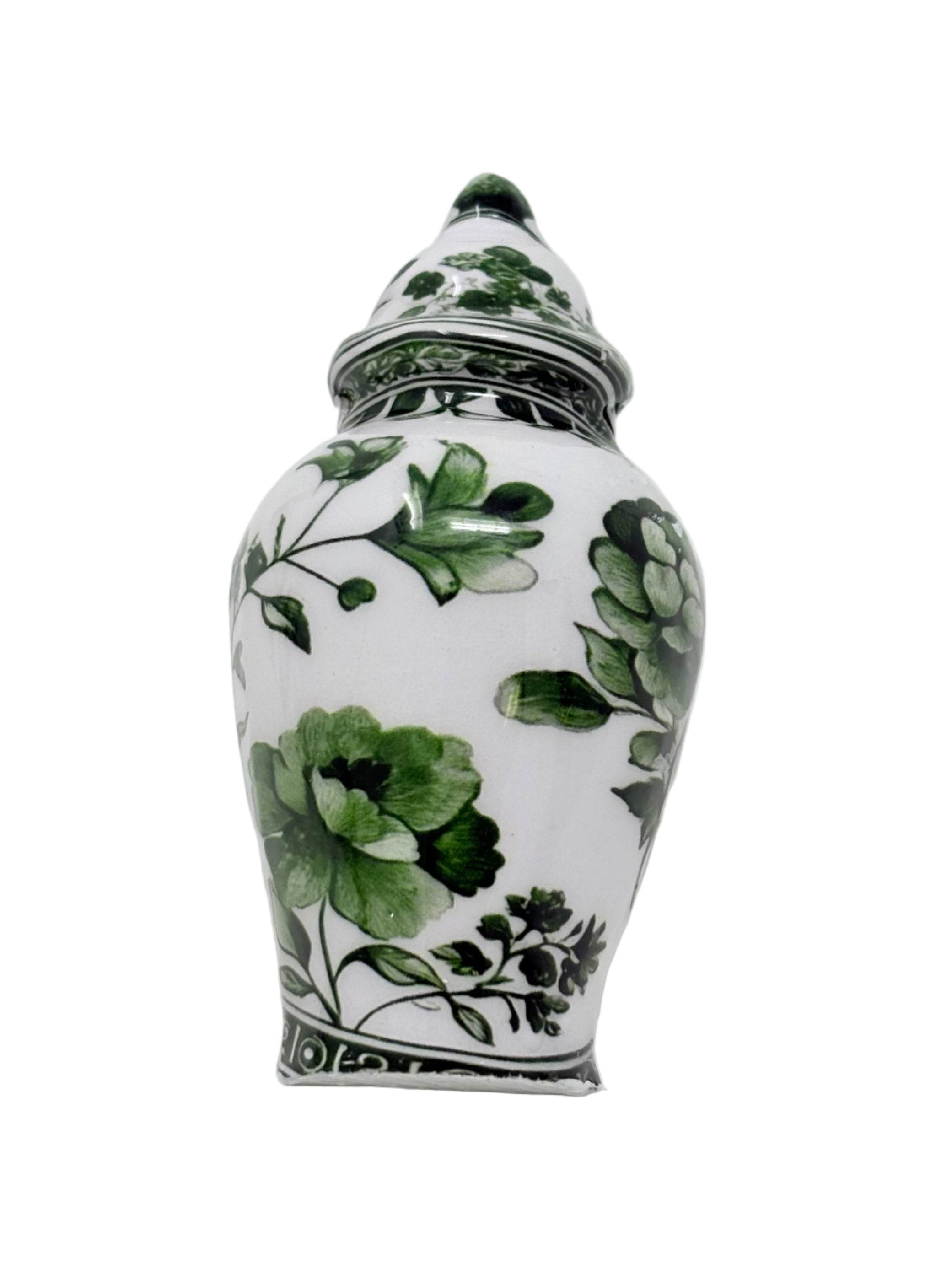 Green & White Floral Ginger Jar Set of 4 Napkin Ring