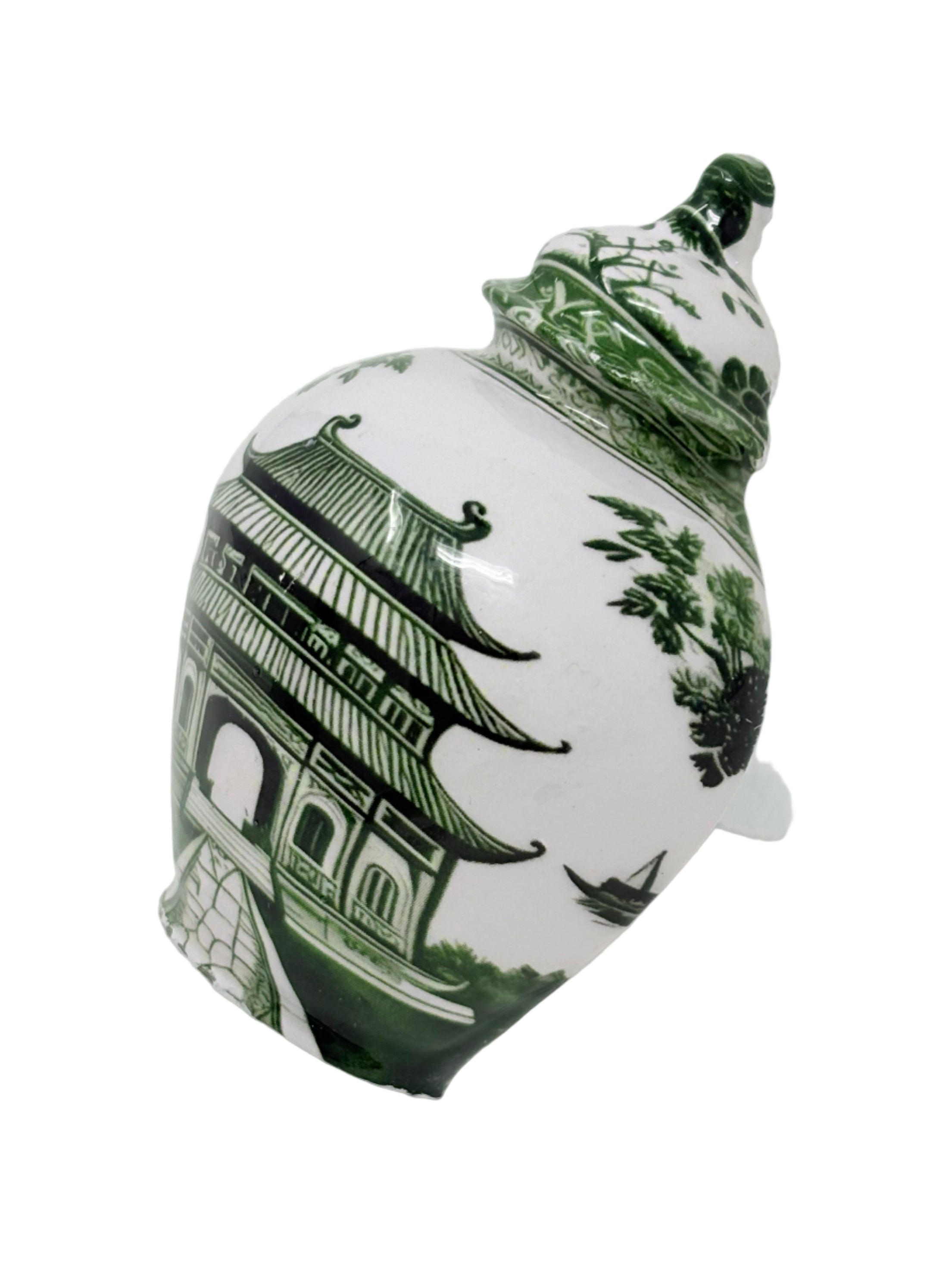 Green & White Pagoda Ginger Jar Napkin Ring