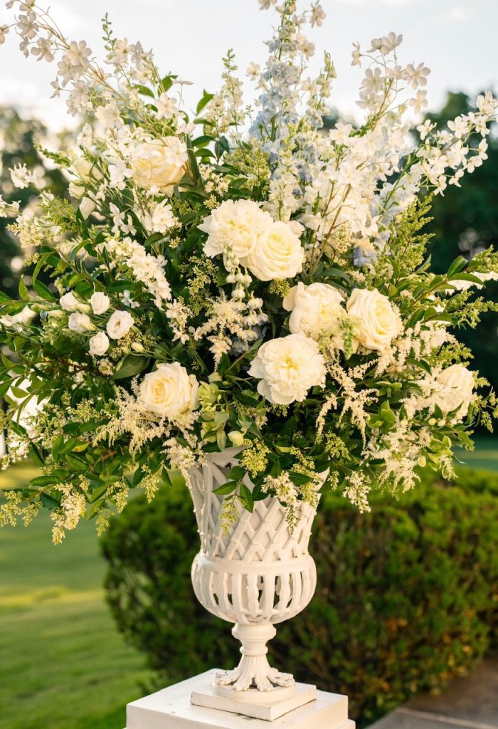 White Cast Aluminum Fretwork Urn and Pedestal (3 Options)