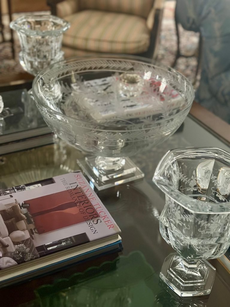 Etched Swag and Garland Bowl Large: Final Sale