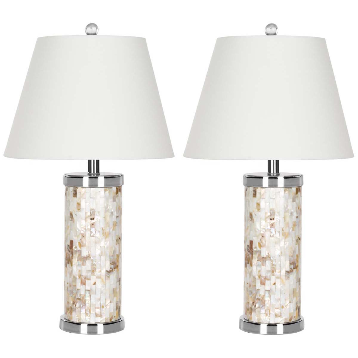 Safavieh Diana 25 Inch H Shell Table Lamp, LIT4110 - Cream (Set of 2)