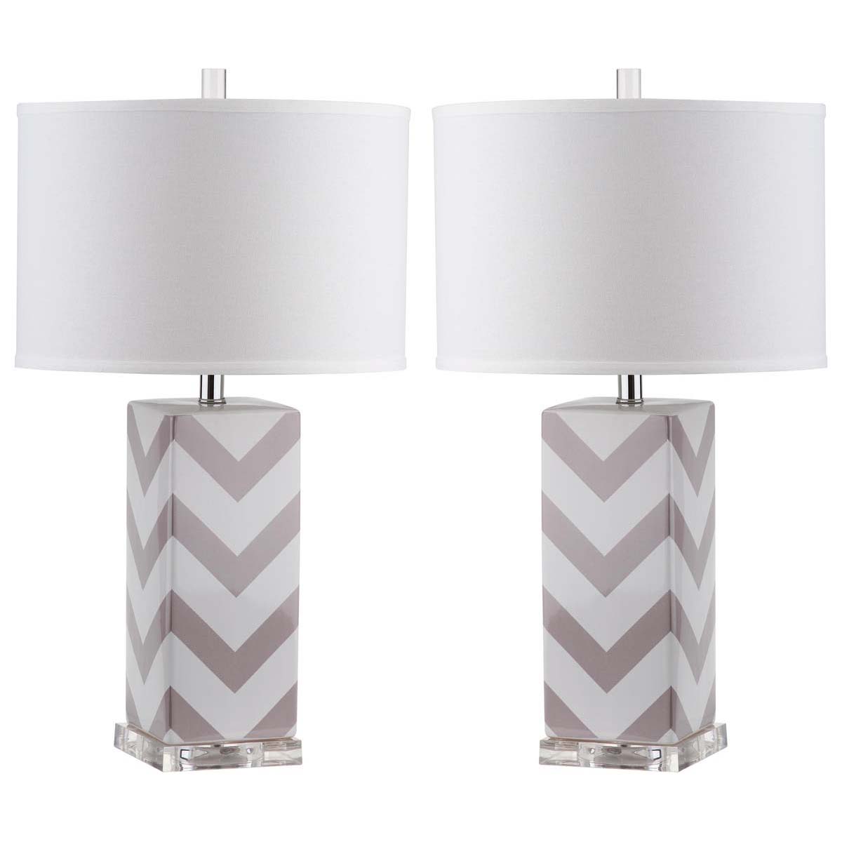 Safavieh Chevron 27 Inch H Stripe Table Lamp, LIT4136 - Grey (Set of 2)