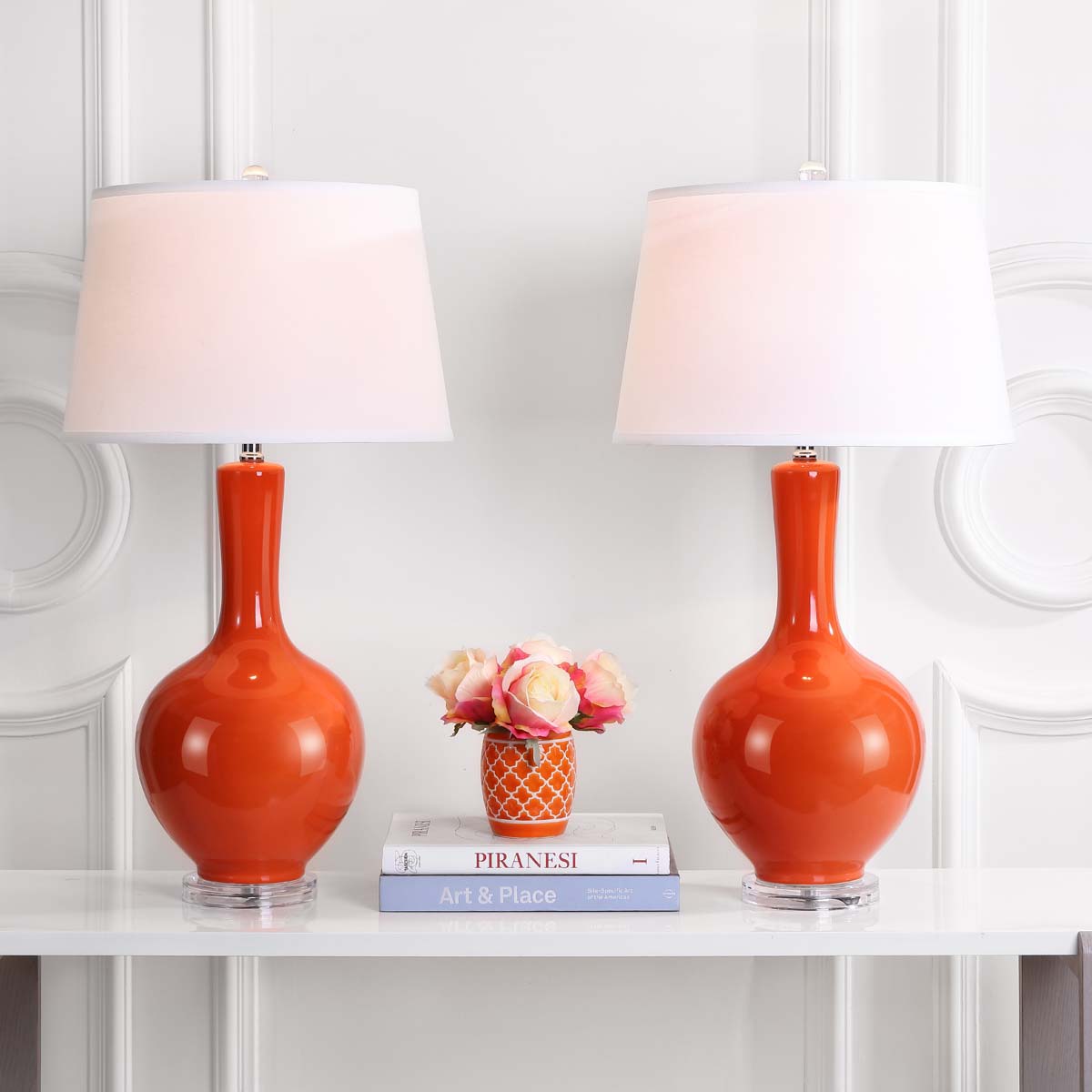 Safavieh Blanche 32 Inch H Gourd Lamp, LIT4148 - Orange (Set of 2)