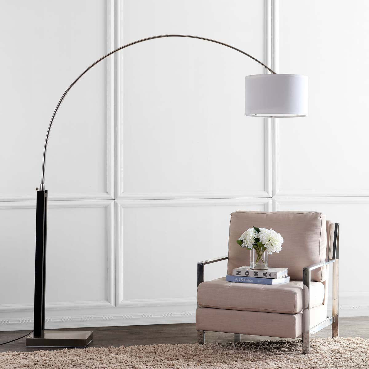 Safavieh Cosmos 83 Inch H Arc Floor Lamp, LIT4350 - Black/Nickel
