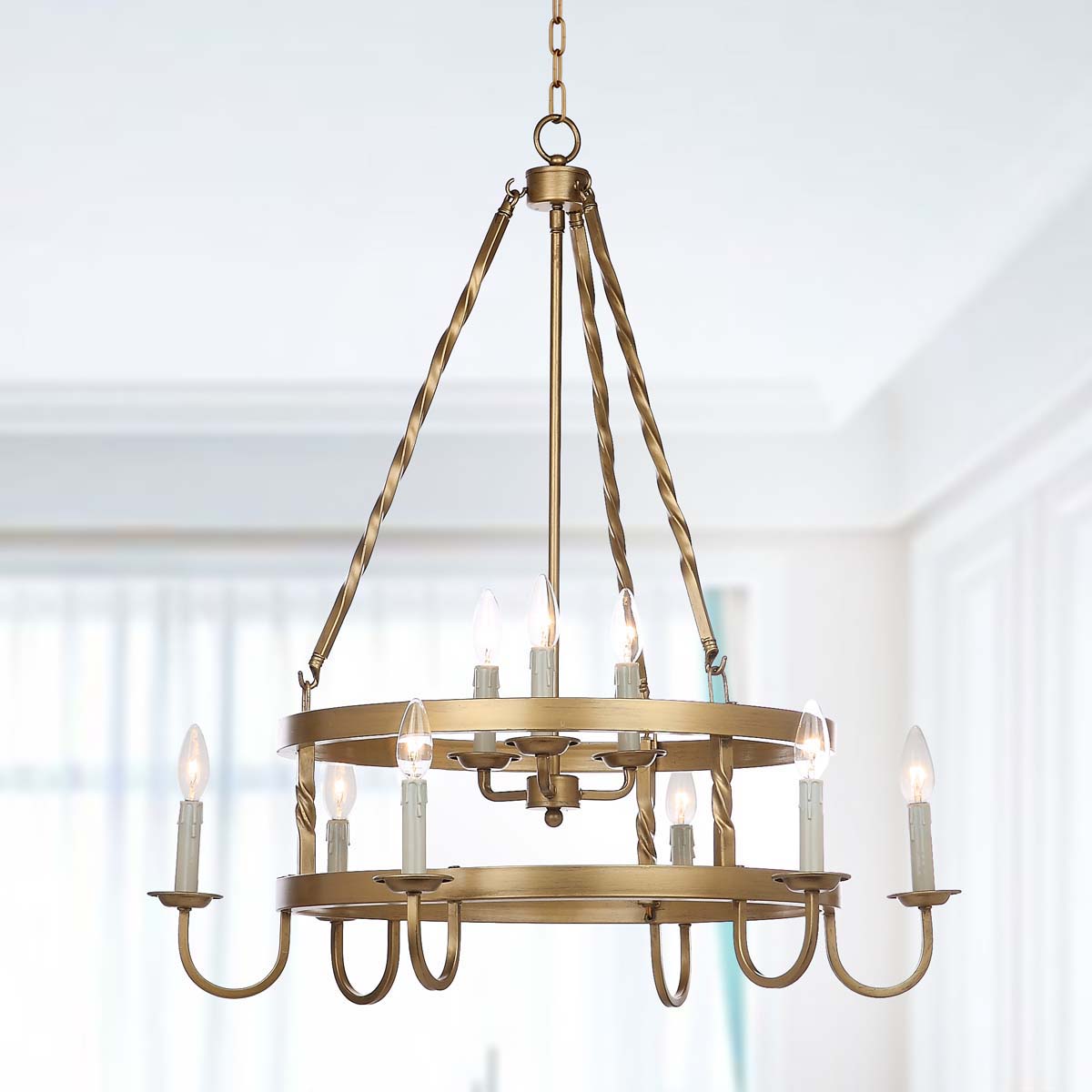 Safavieh Crowley 31 Inch Dia Adjustable Chandelier, LIT4385 - Gold