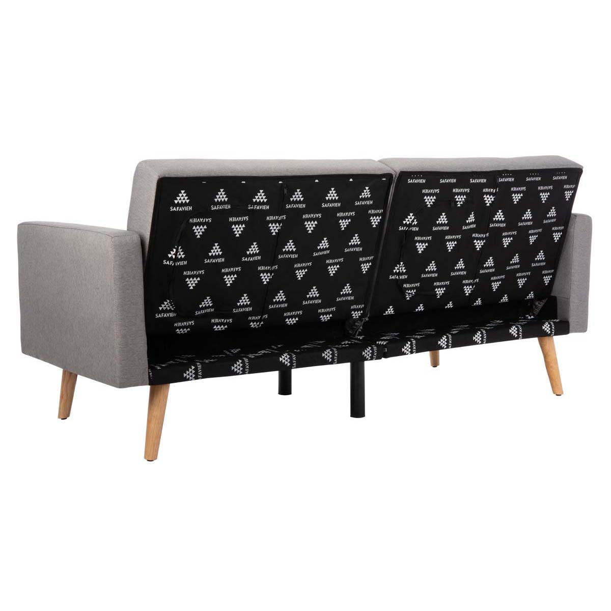 Safavieh Murray Foldable Futon Bed With Pillow , LVS2004 - Dark Grey / Natural