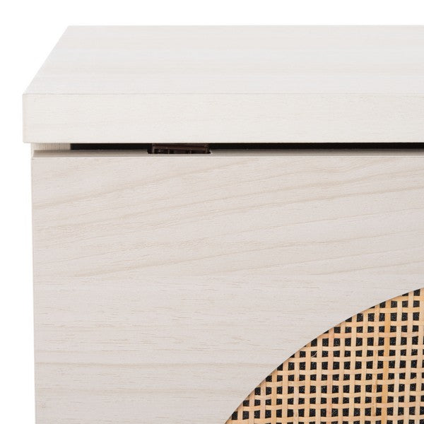 Claude 2 Door 2 Shelf Media Stand, MED9610 | Safavieh - Bleached White / Natural Rattan