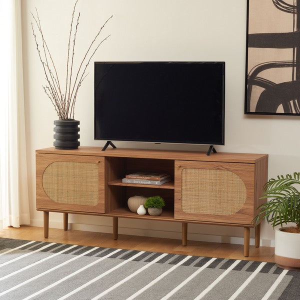 Claude 2 Door 2 Shelf Media Stand, MED9610 | Safavieh - Oak