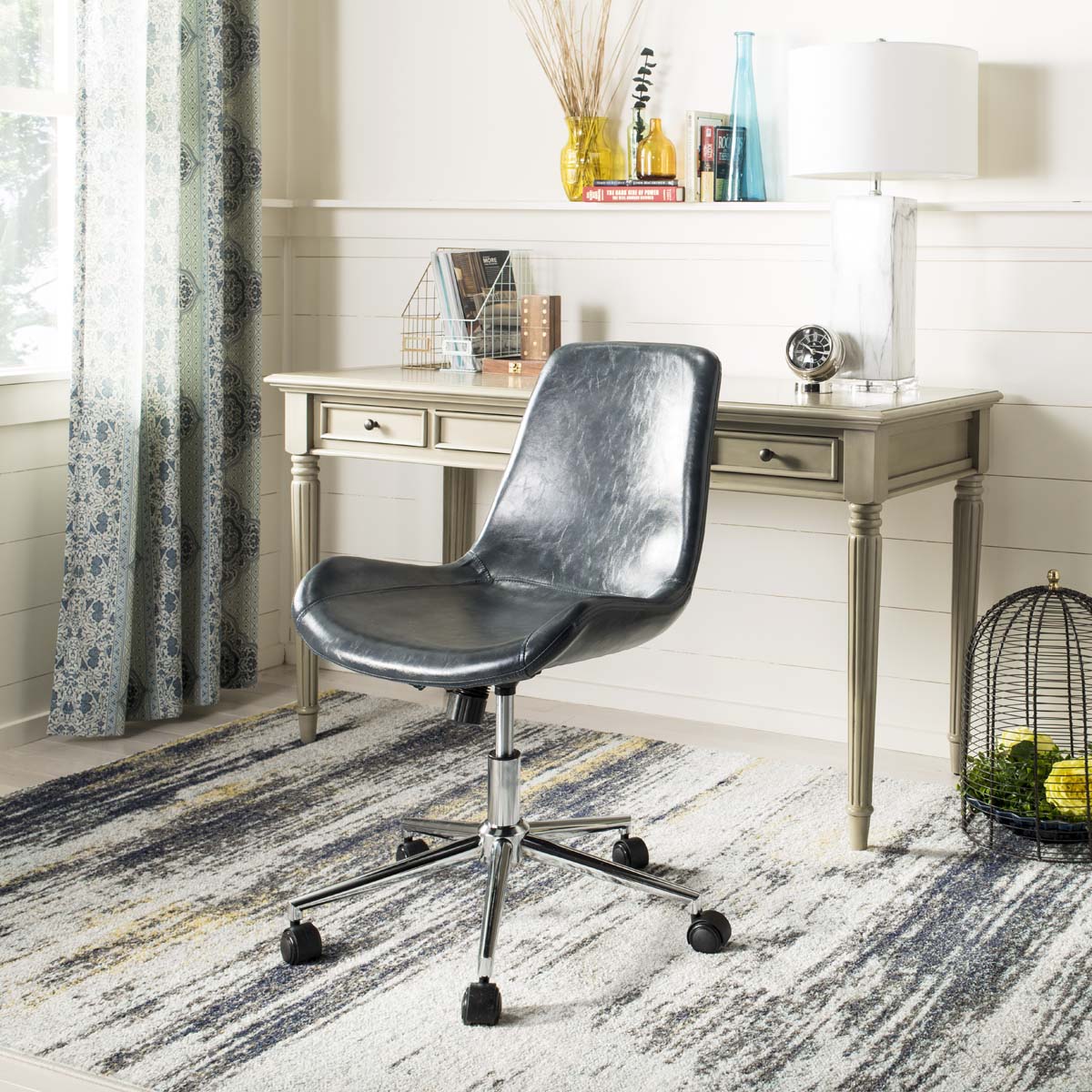 Fletcher Swivel Office Chair | Safavieh - OCH7501 - Dark Grey / Chrome