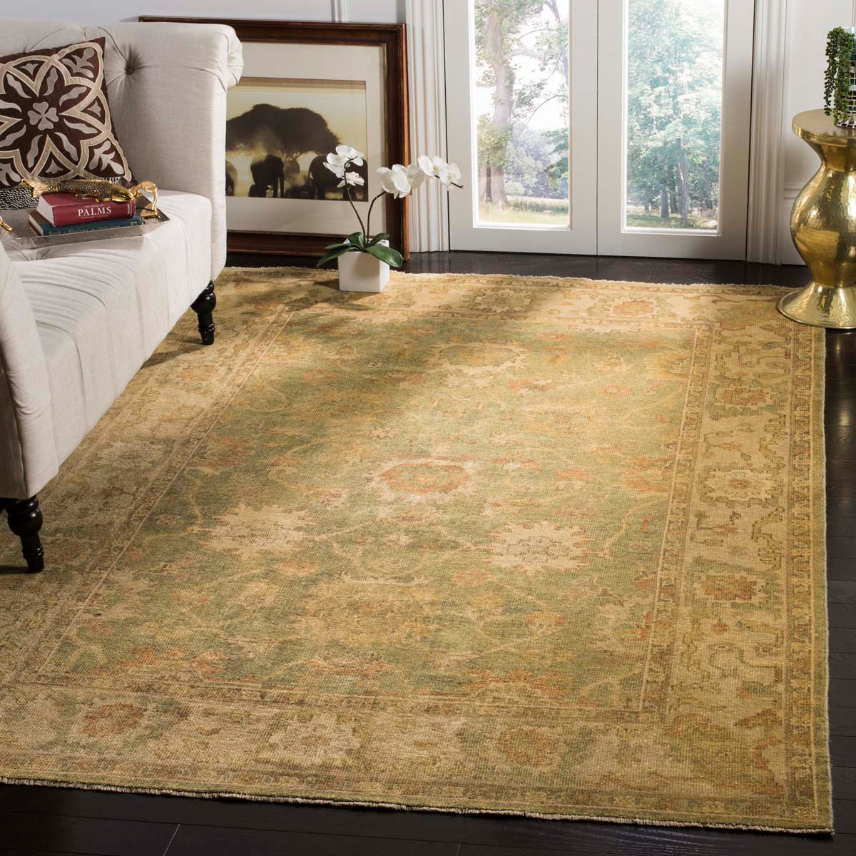 Oushak 115 Rug | Safavieh - OSH115B - Green / Beige