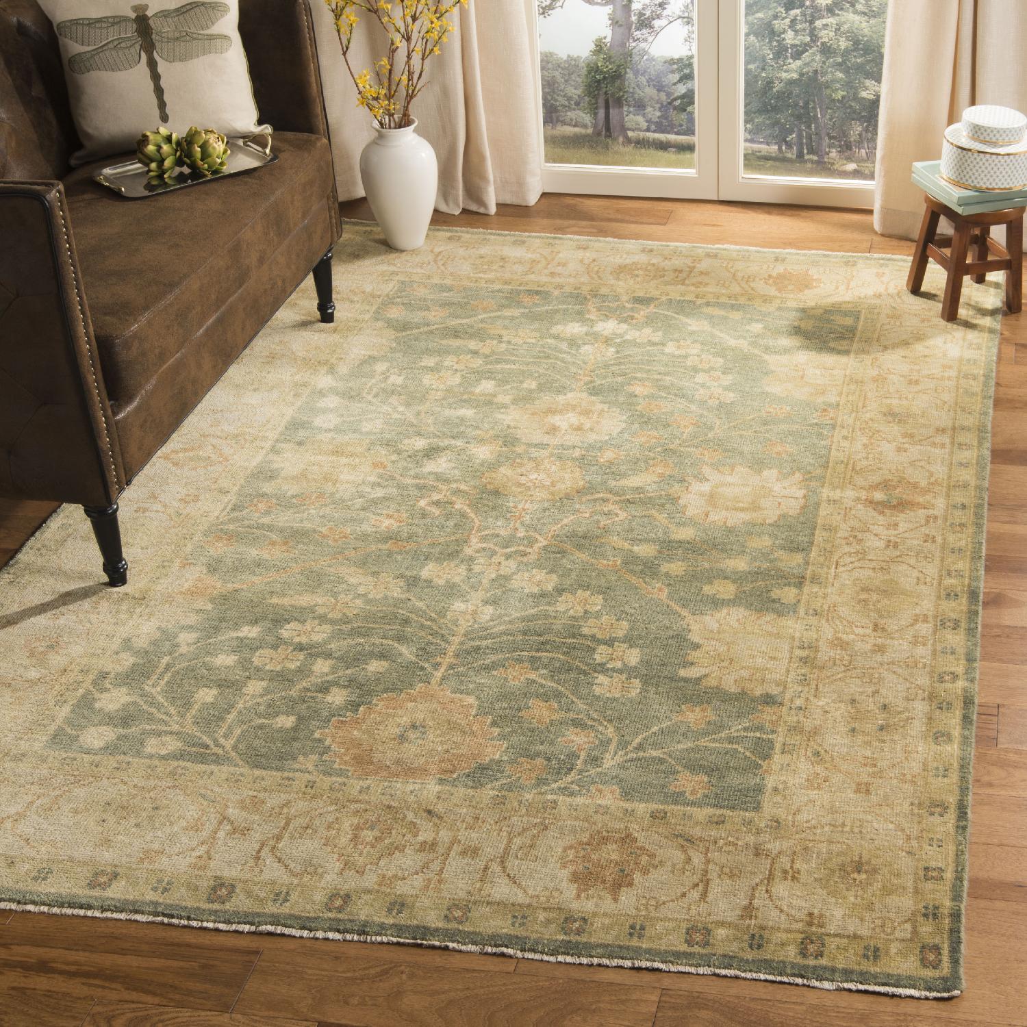 Oushak 117 Rug | Safavieh - OSH117A - Medium Blue / Green