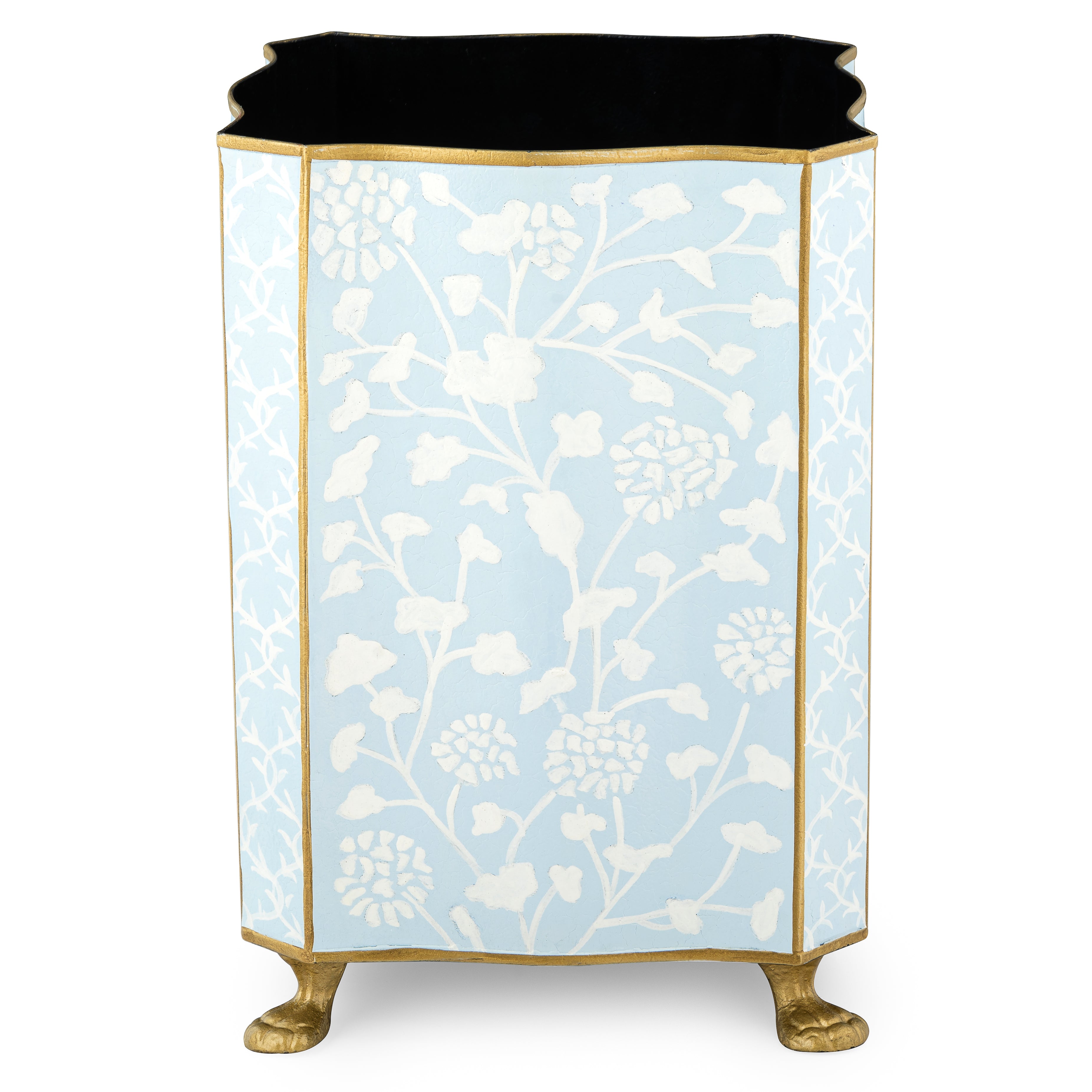 Pale Blue Spring Floral Wastepaper Basket