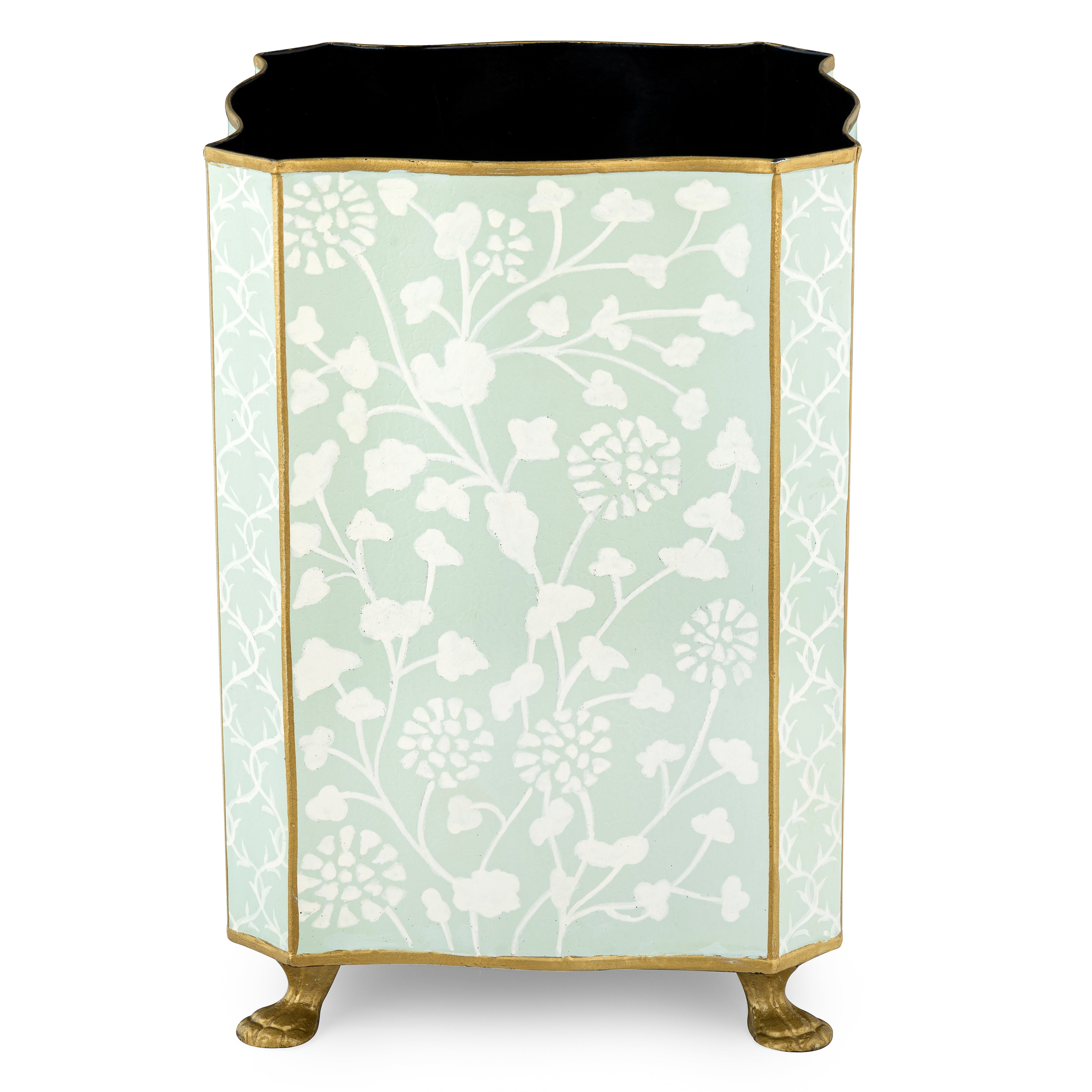 Pale Green Spring Floral Wastepaper Basket