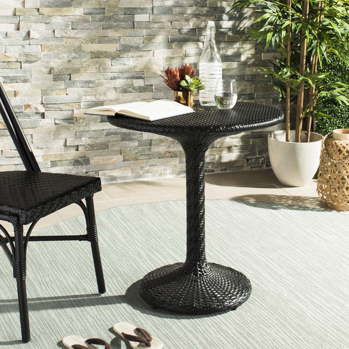Safavieh Bilson Rattan Bistro Table , PAT4017 - Black Rattan