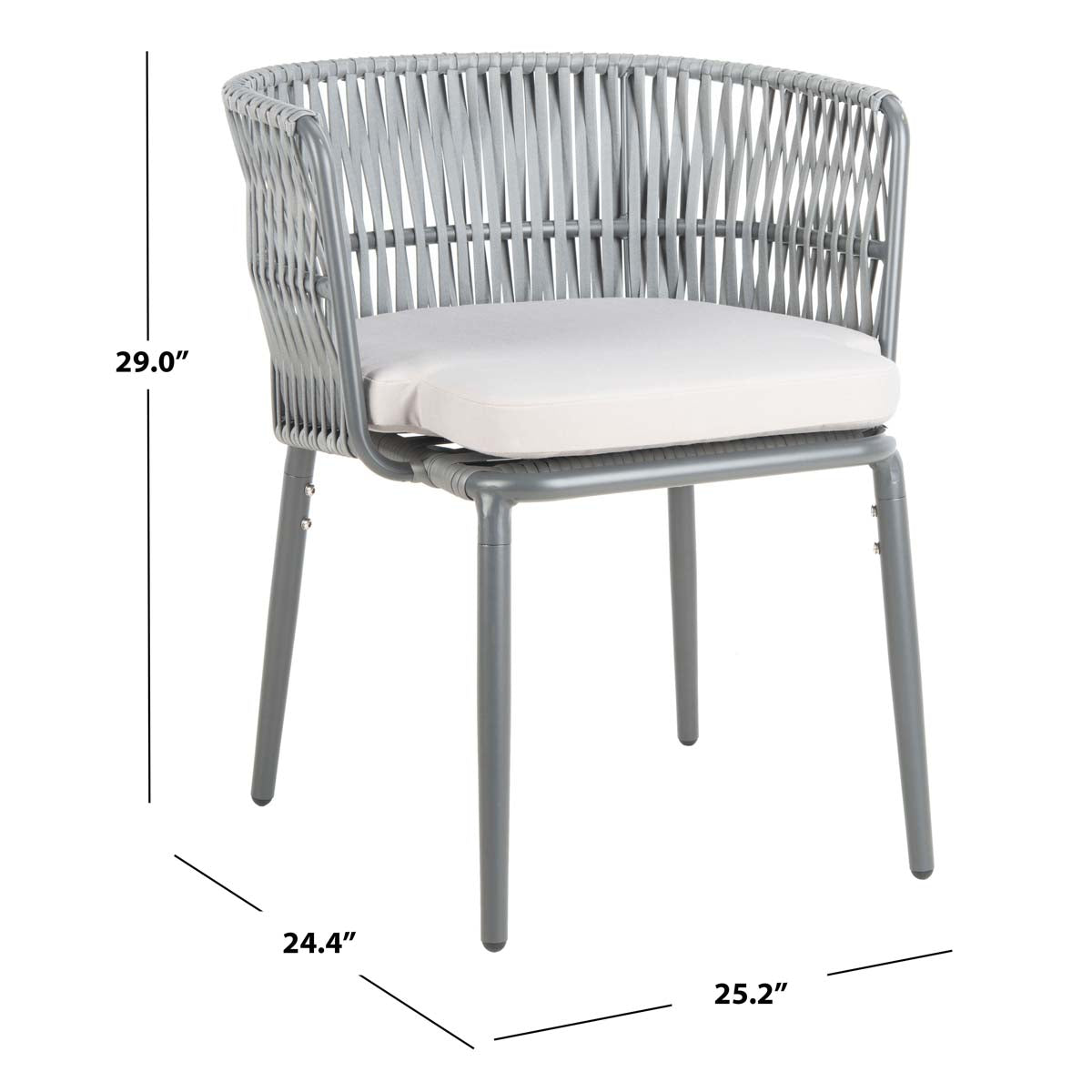Safavieh Kiyan Rope Chair , PAT4028 - Grey/Grey Cushion (Set of 2)