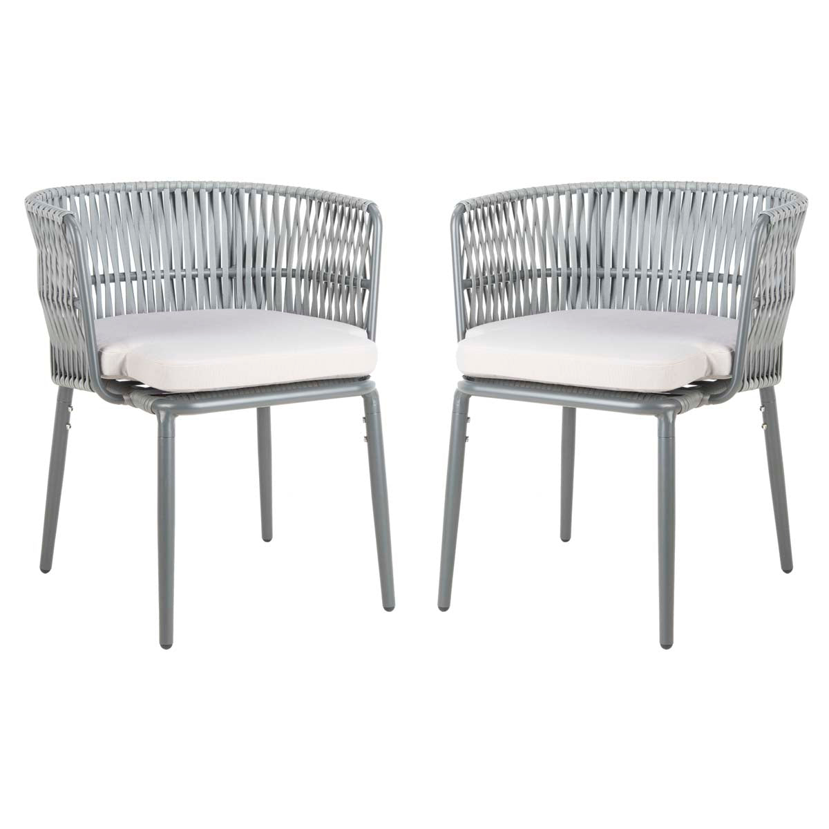 Safavieh Kiyan Rope Chair , PAT4028 - Grey/Grey Cushion (Set of 2)