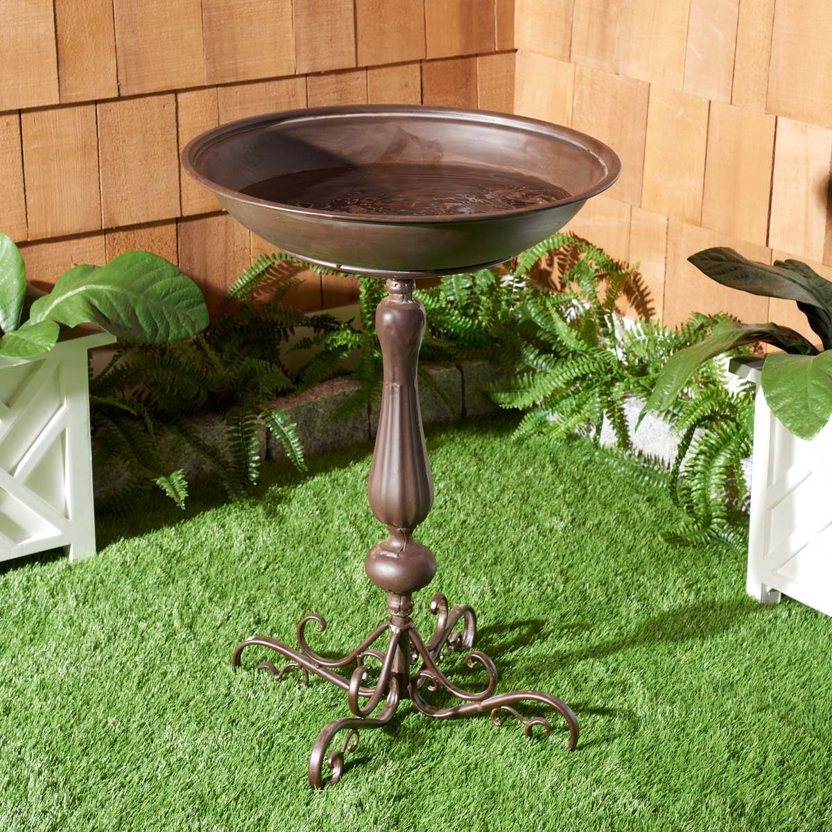 Orian Bird Bath | Safavieh - PAT5023 - Rustic Brown
