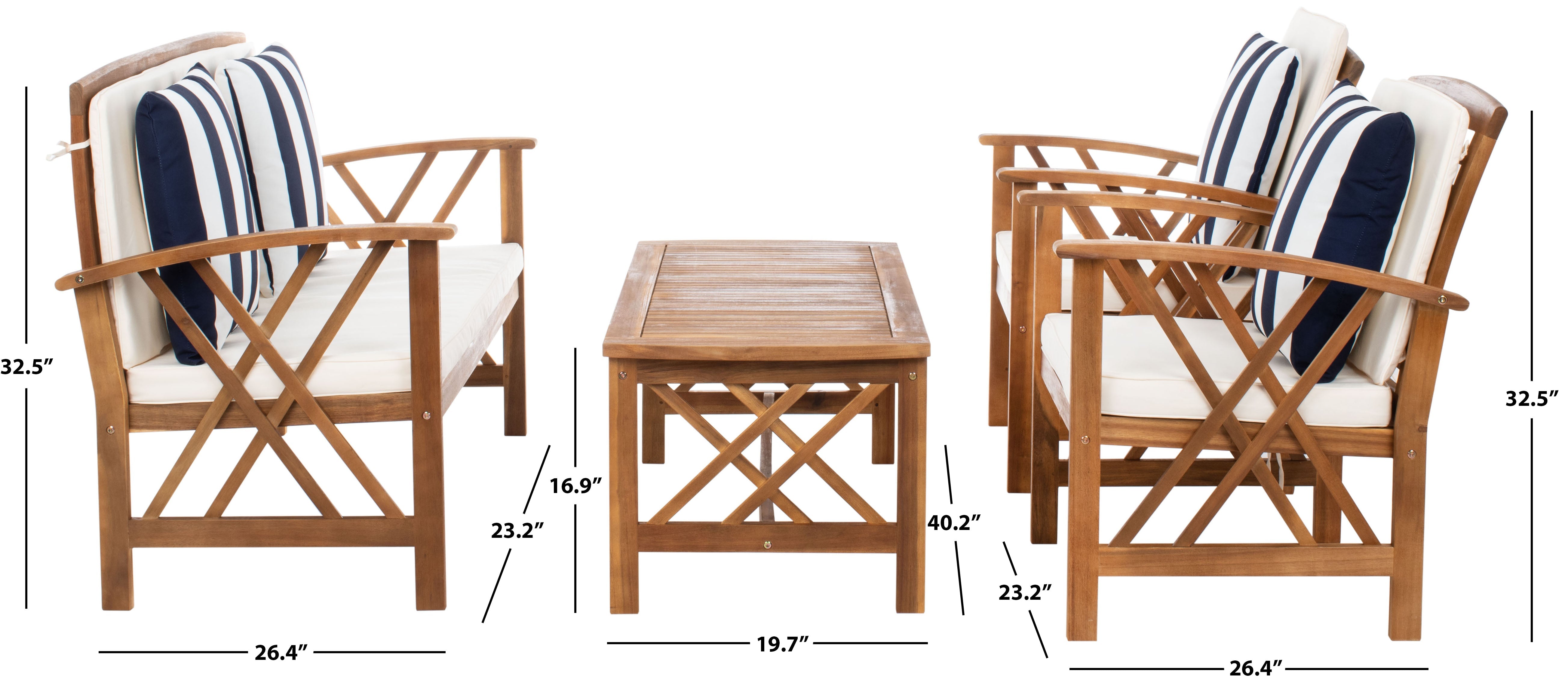 Safavieh Fontana 4 Pc Outdoor Set , PAT7008
