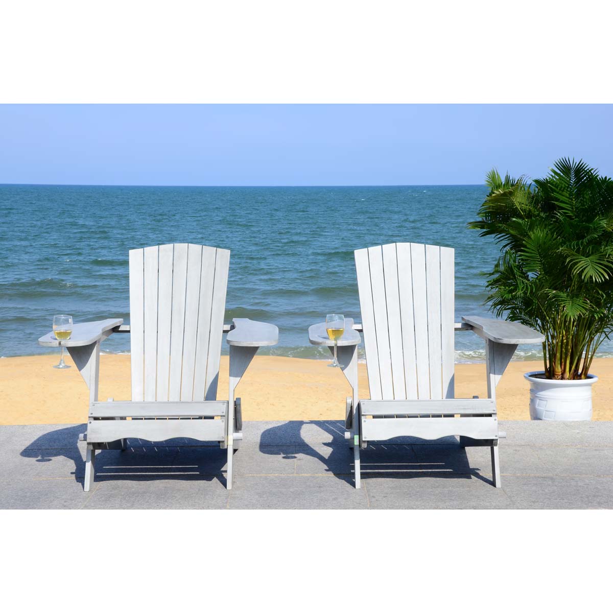 Safavieh Breetel Set Of 2 Adirondack Chairs , PAT7034 - Grey Wash (Set of 2)
