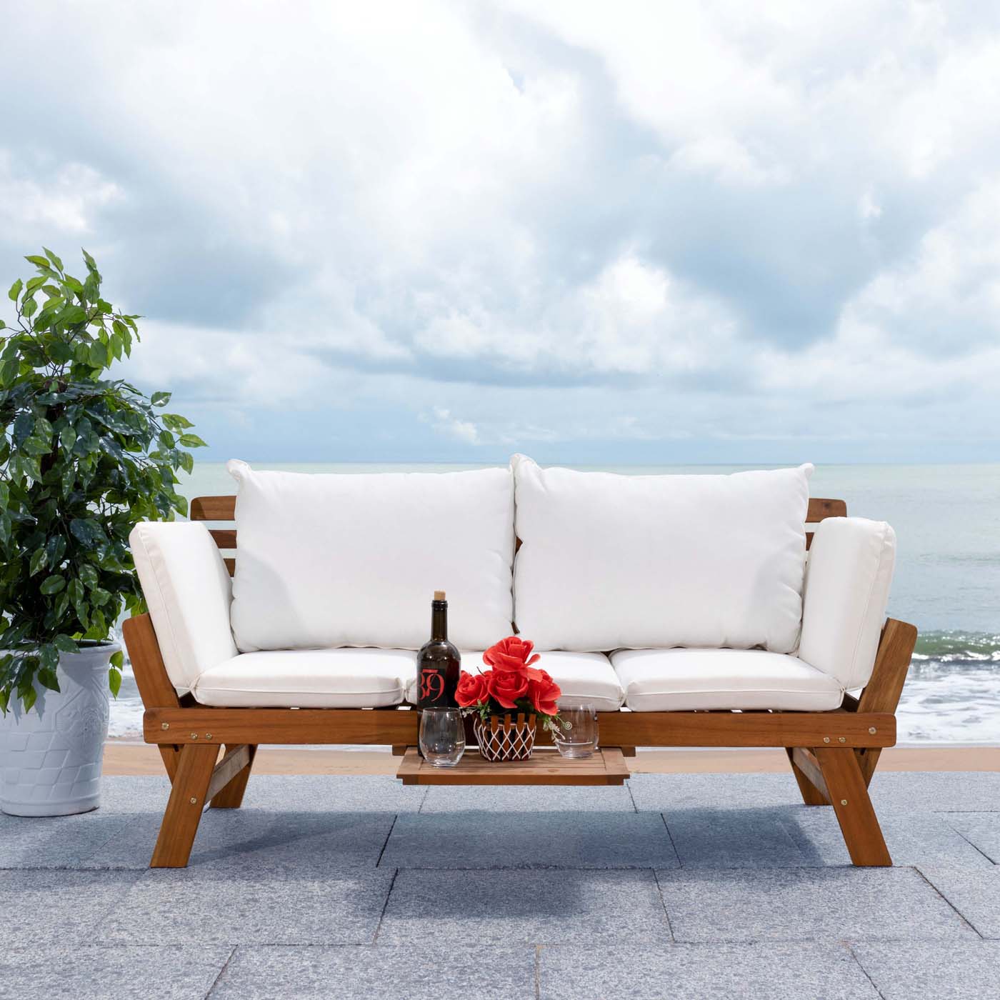 Safavieh Emely Outdoor Daybed , PAT7300 - Natural / White