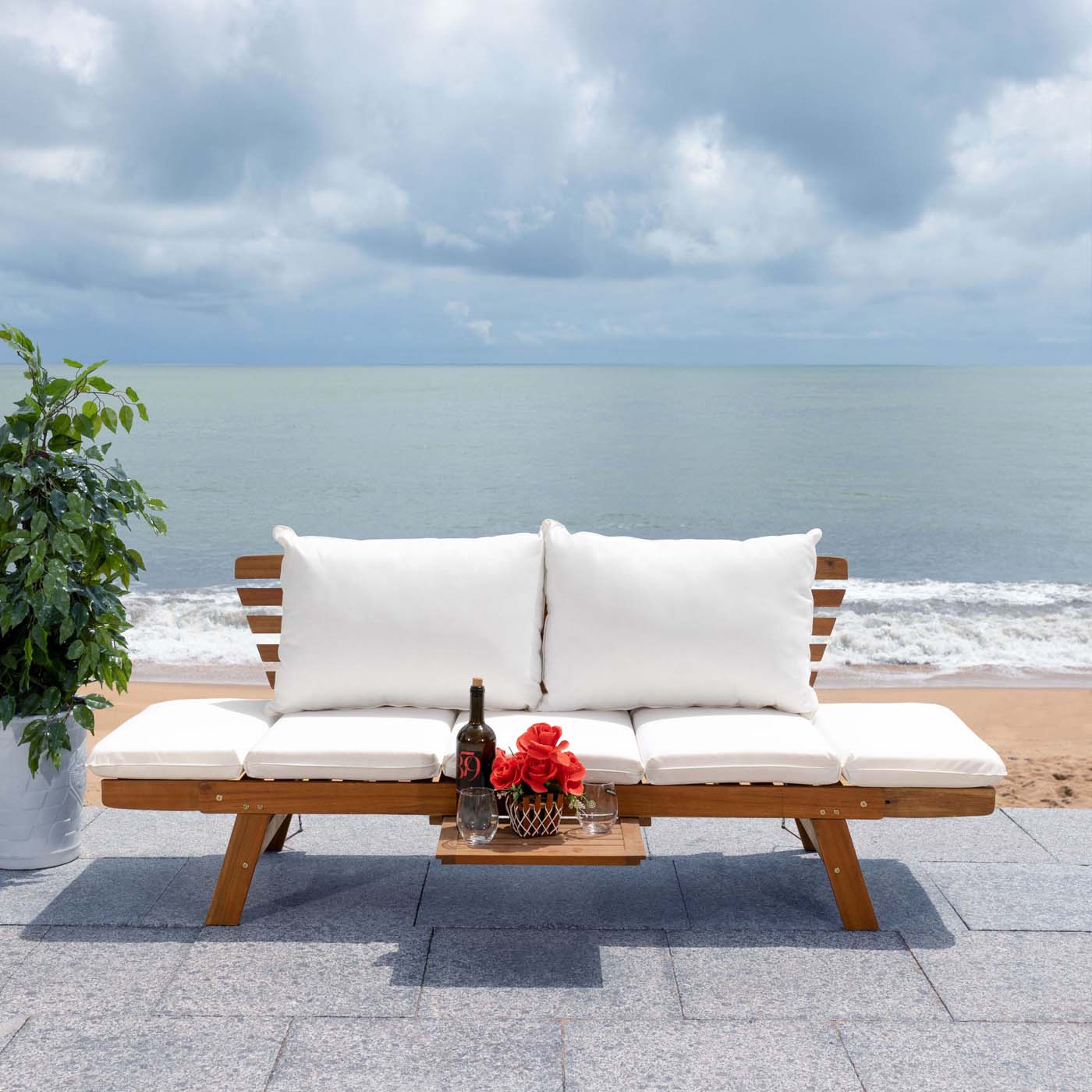 Safavieh Emely Outdoor Daybed , PAT7300 - Natural / White