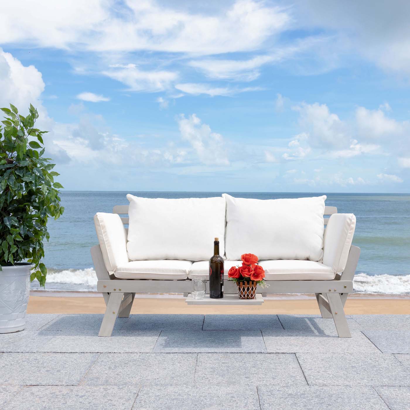 Safavieh Emely Outdoor Daybed , PAT7300 - Grey / Beige